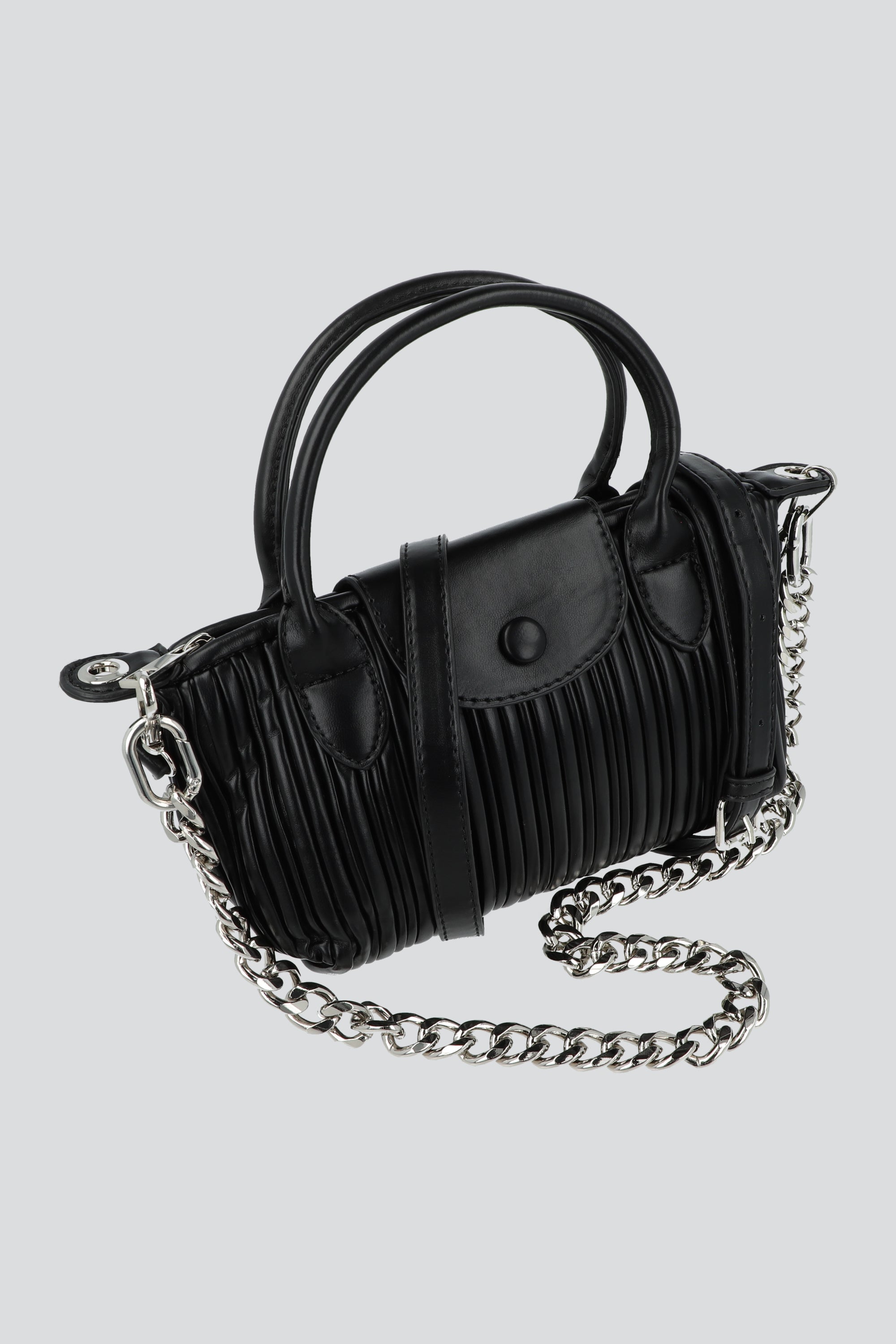 Bolsa textura pu cadena NEGRO