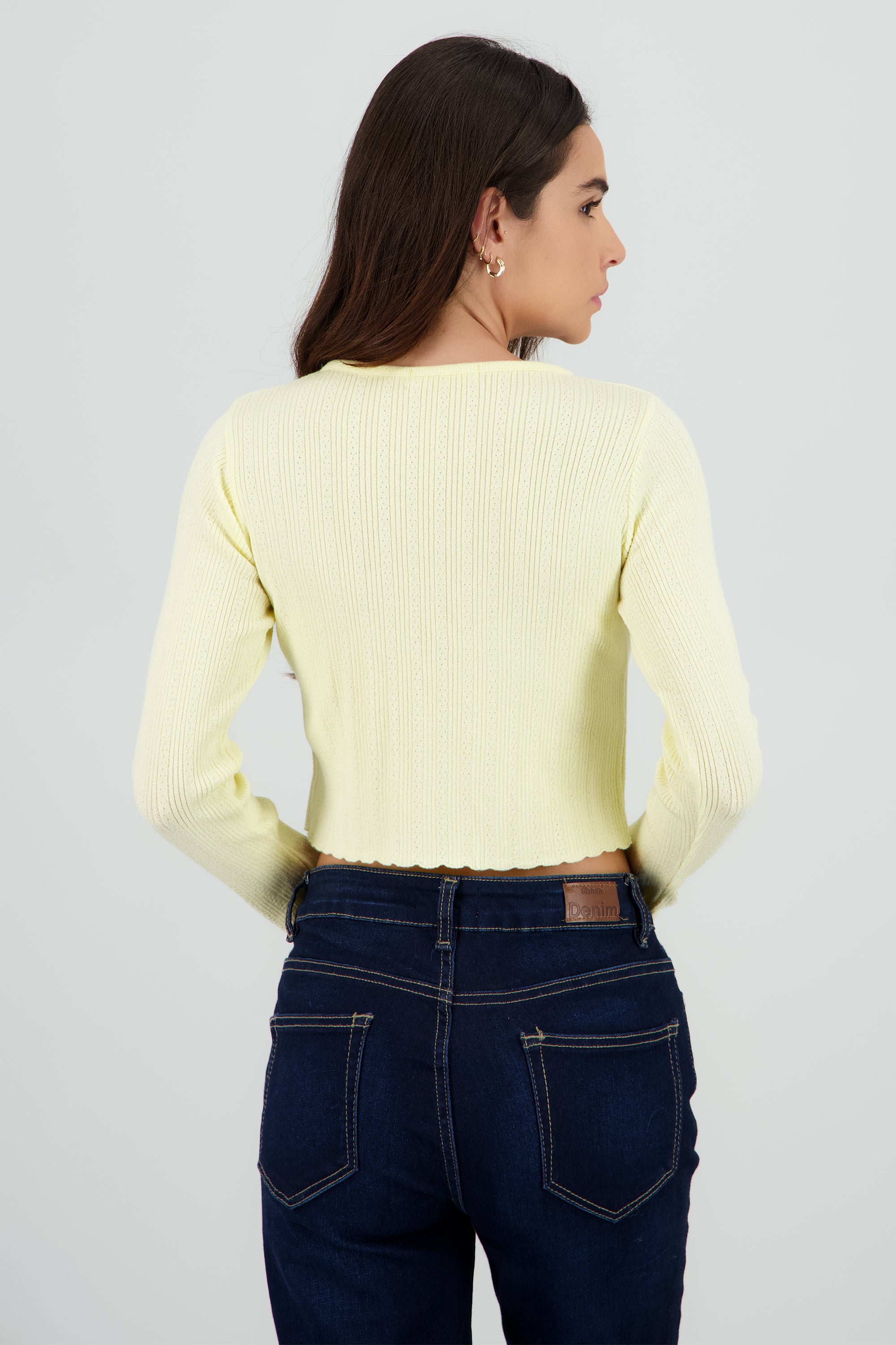 Cardigan ligero detalle laso AMARILLO PASTEL
