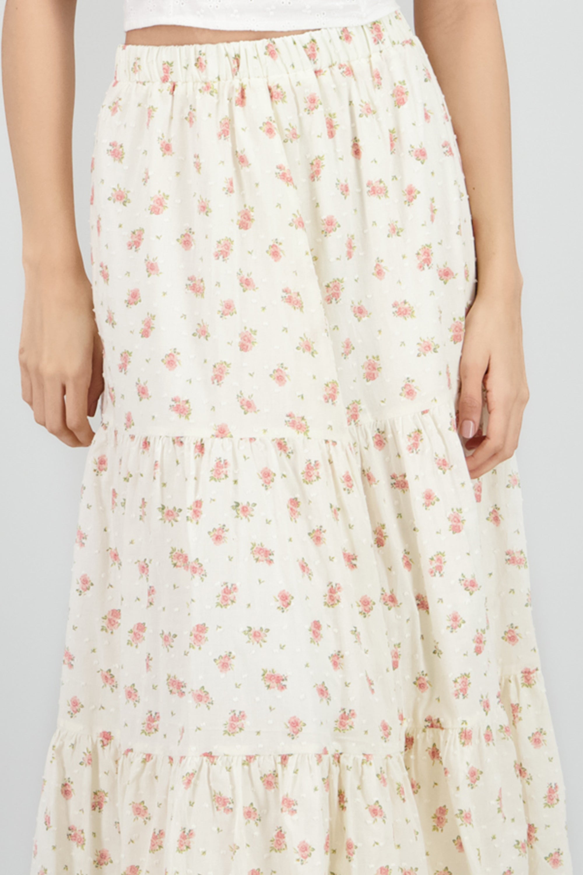 Falda maxi flores y puntos BLANCO COMBO