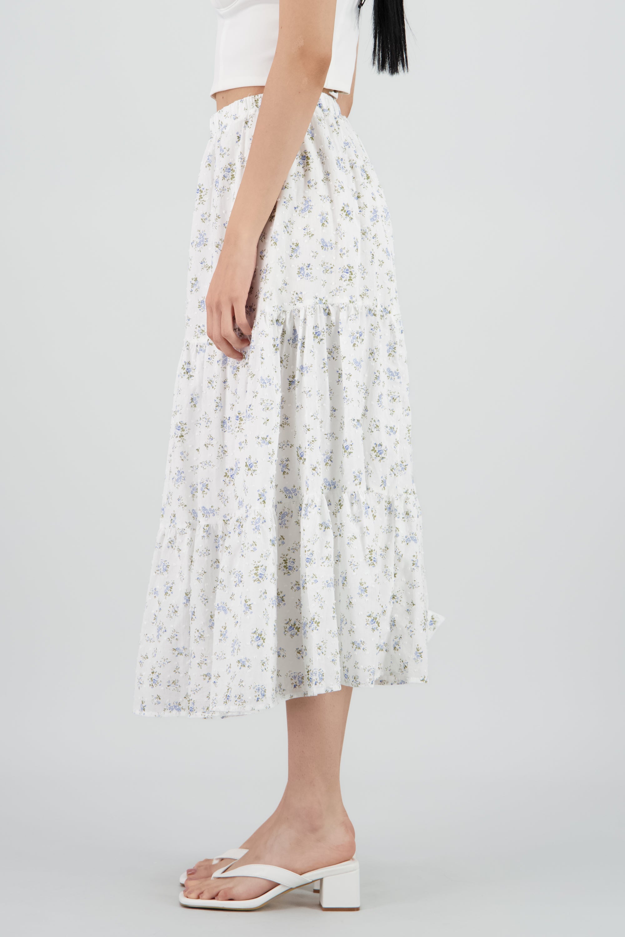 Falda maxi olanes estampado flores HUESO COMBO