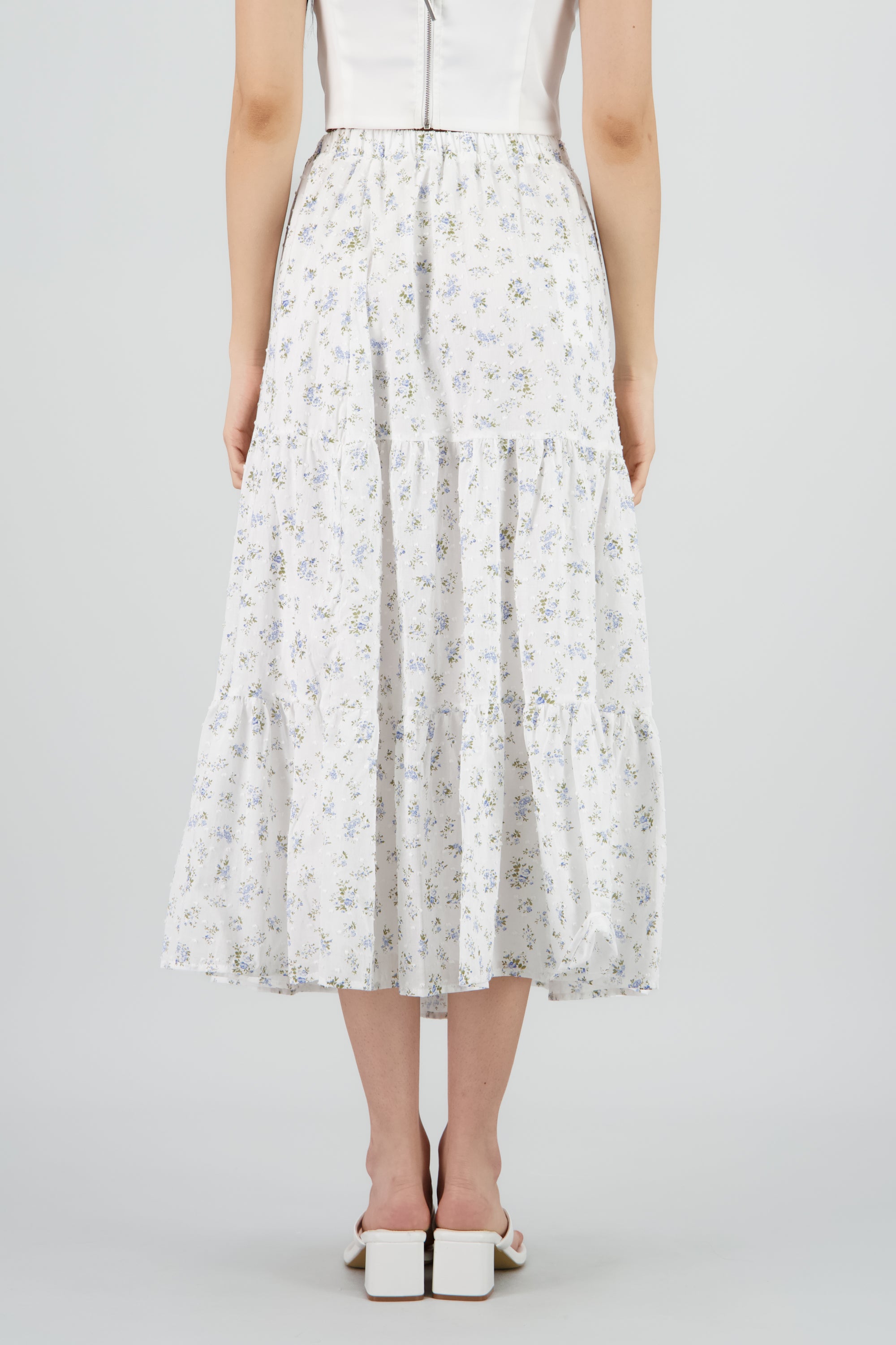 Falda maxi olanes estampado flores HUESO COMBO
