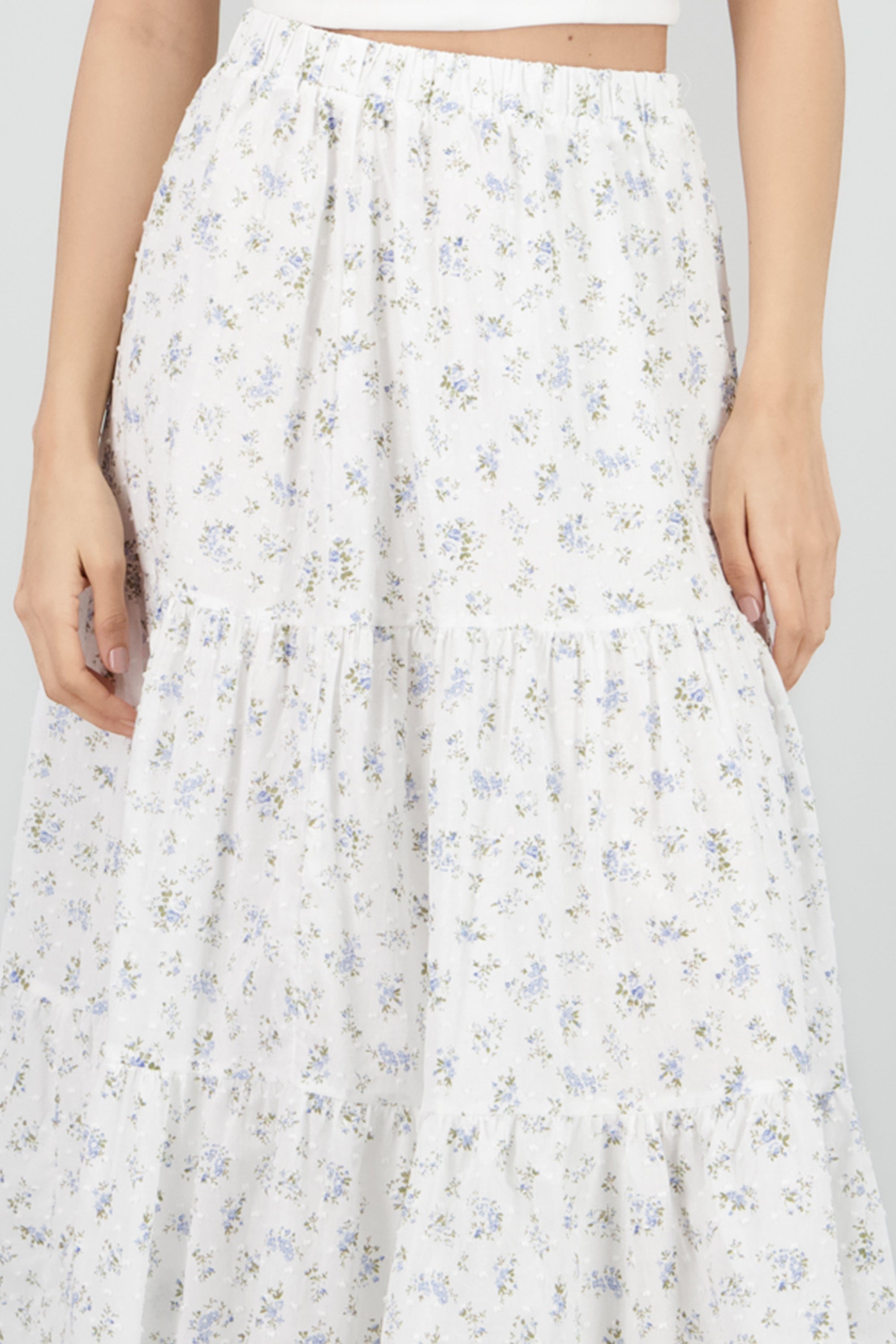 Falda maxi olanes estampado flores HUESO COMBO