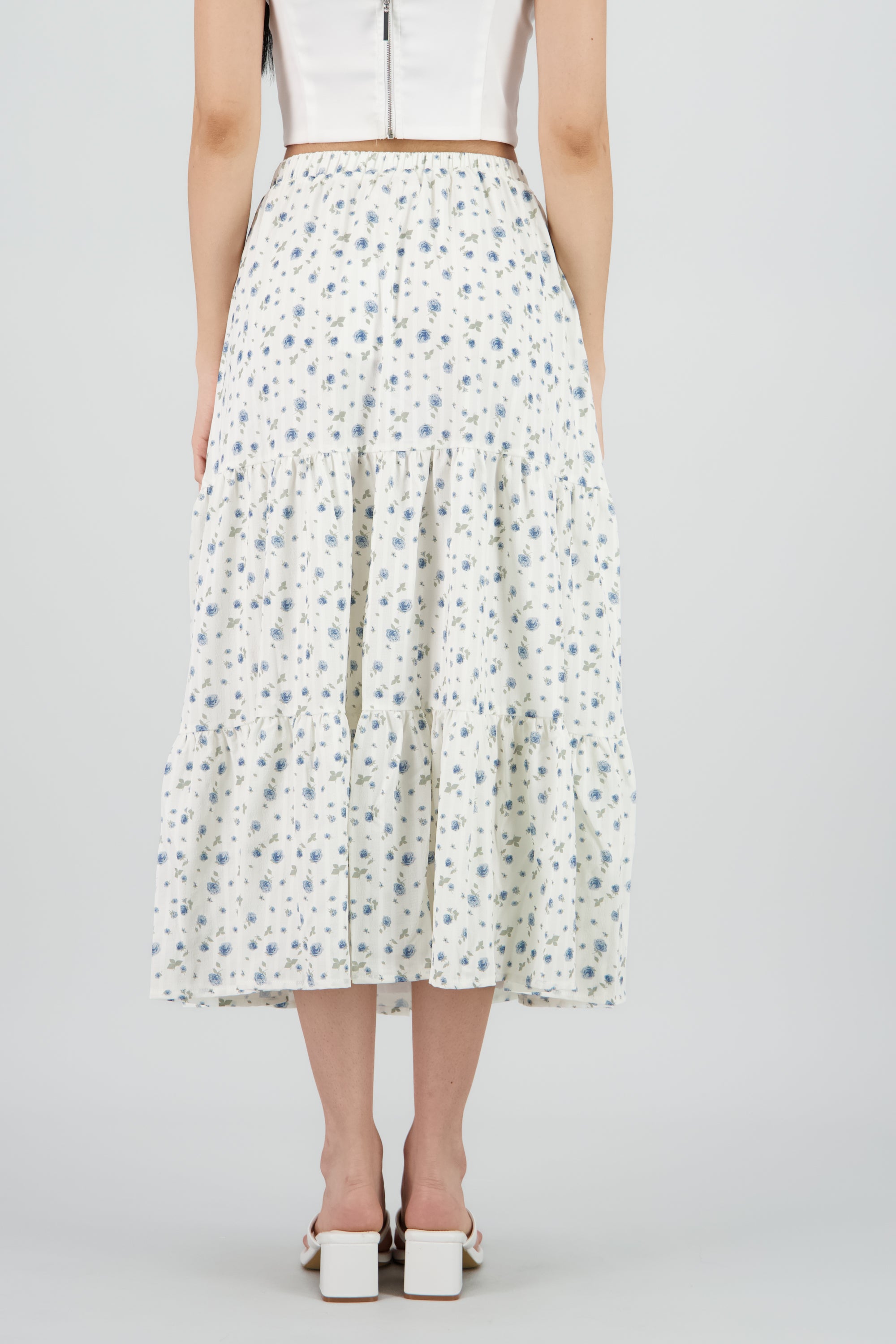 Falda maxi estampado rosas HUESO COMBO