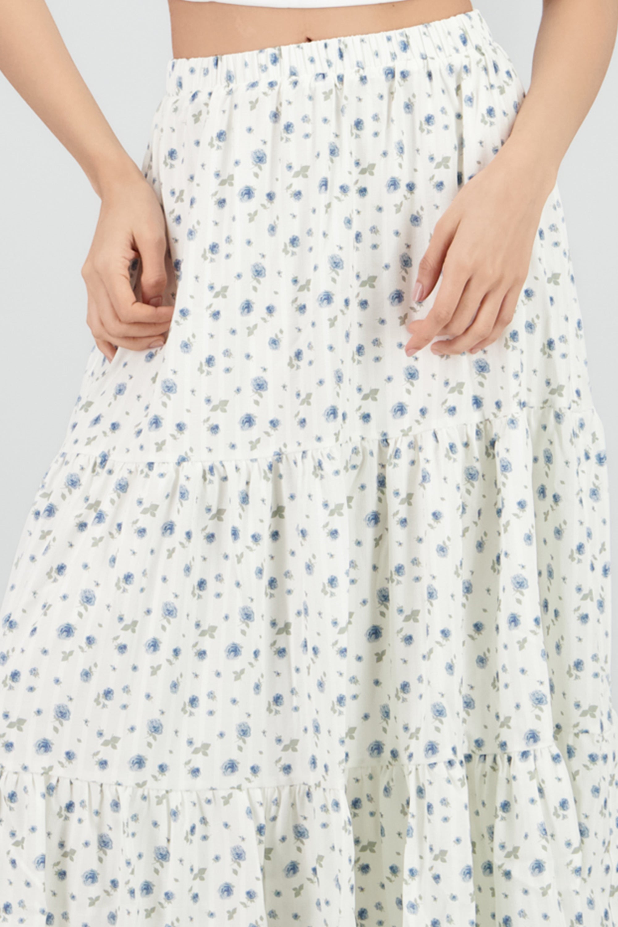 Falda maxi estampado rosas HUESO COMBO