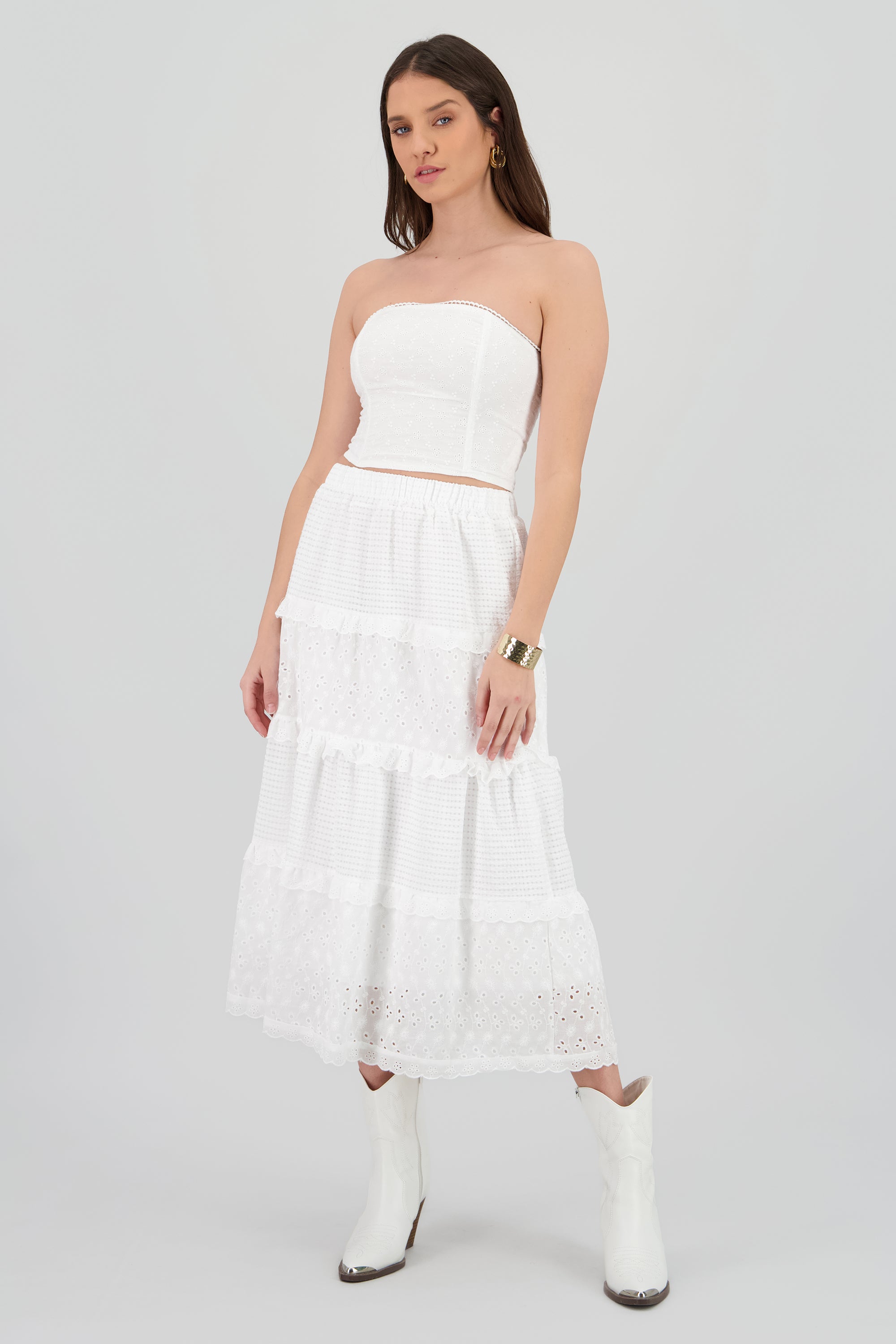 Maxi falda detalle bordado BLANCO