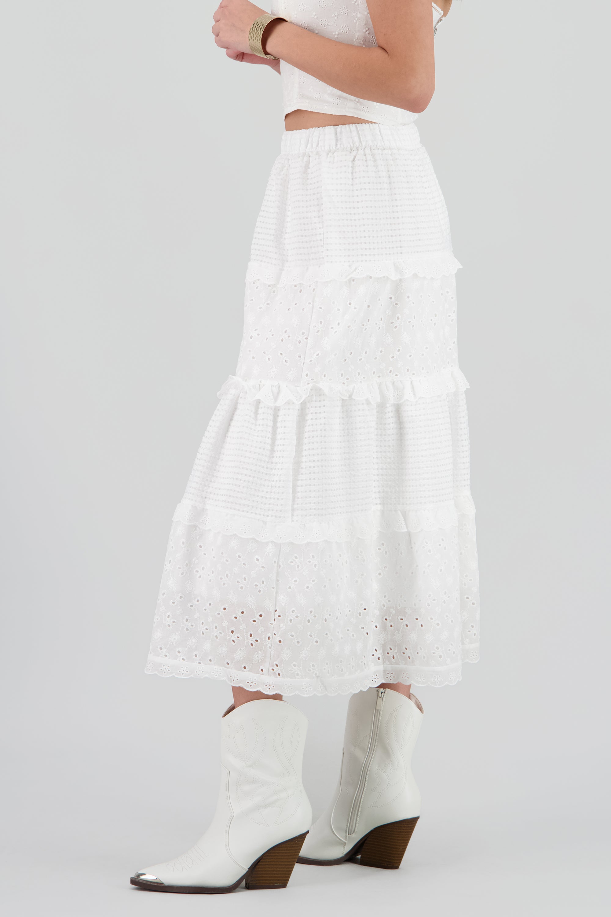 Maxi falda detalle bordado BLANCO