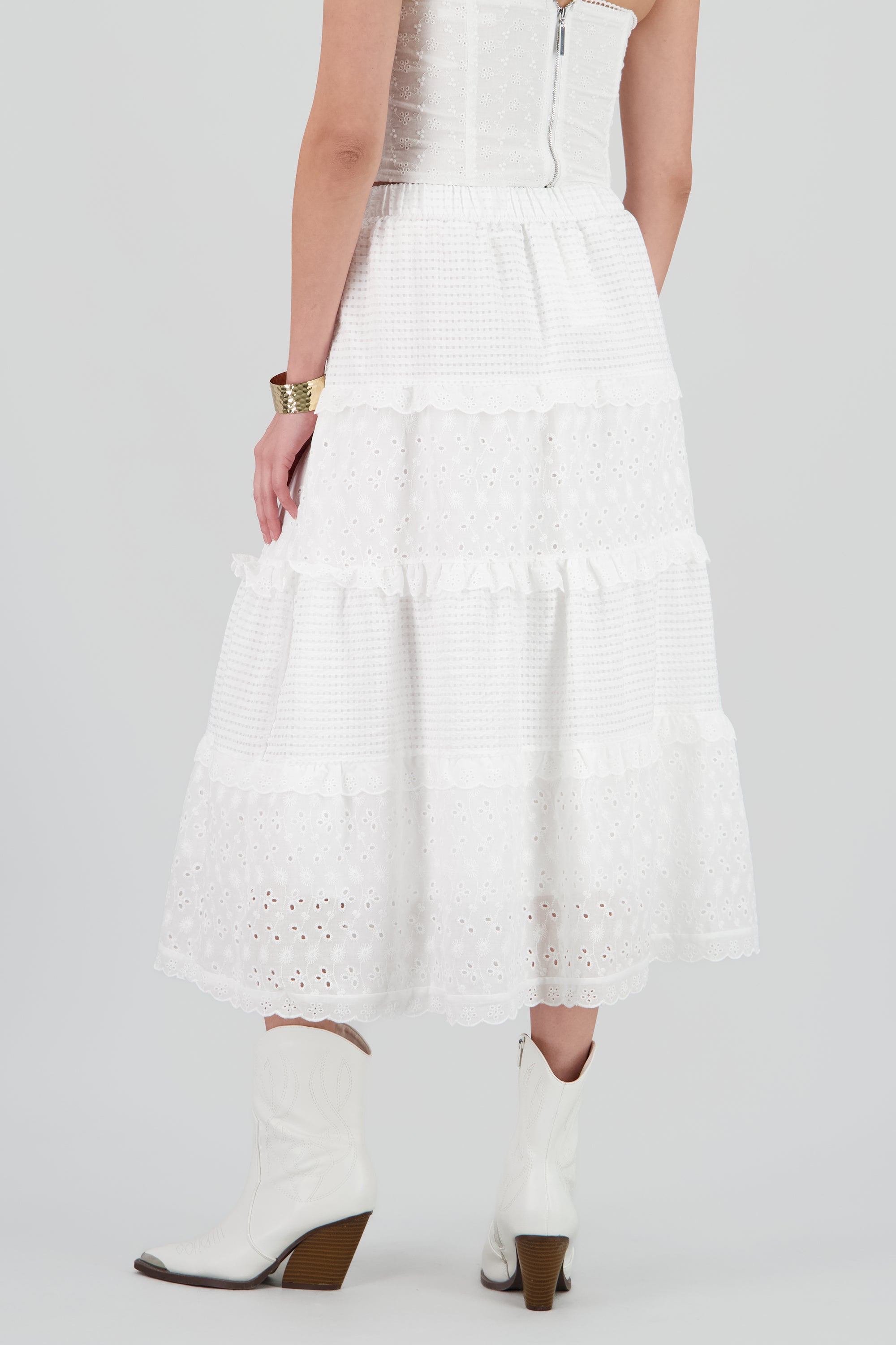 Maxi falda detalle bordado BLANCO