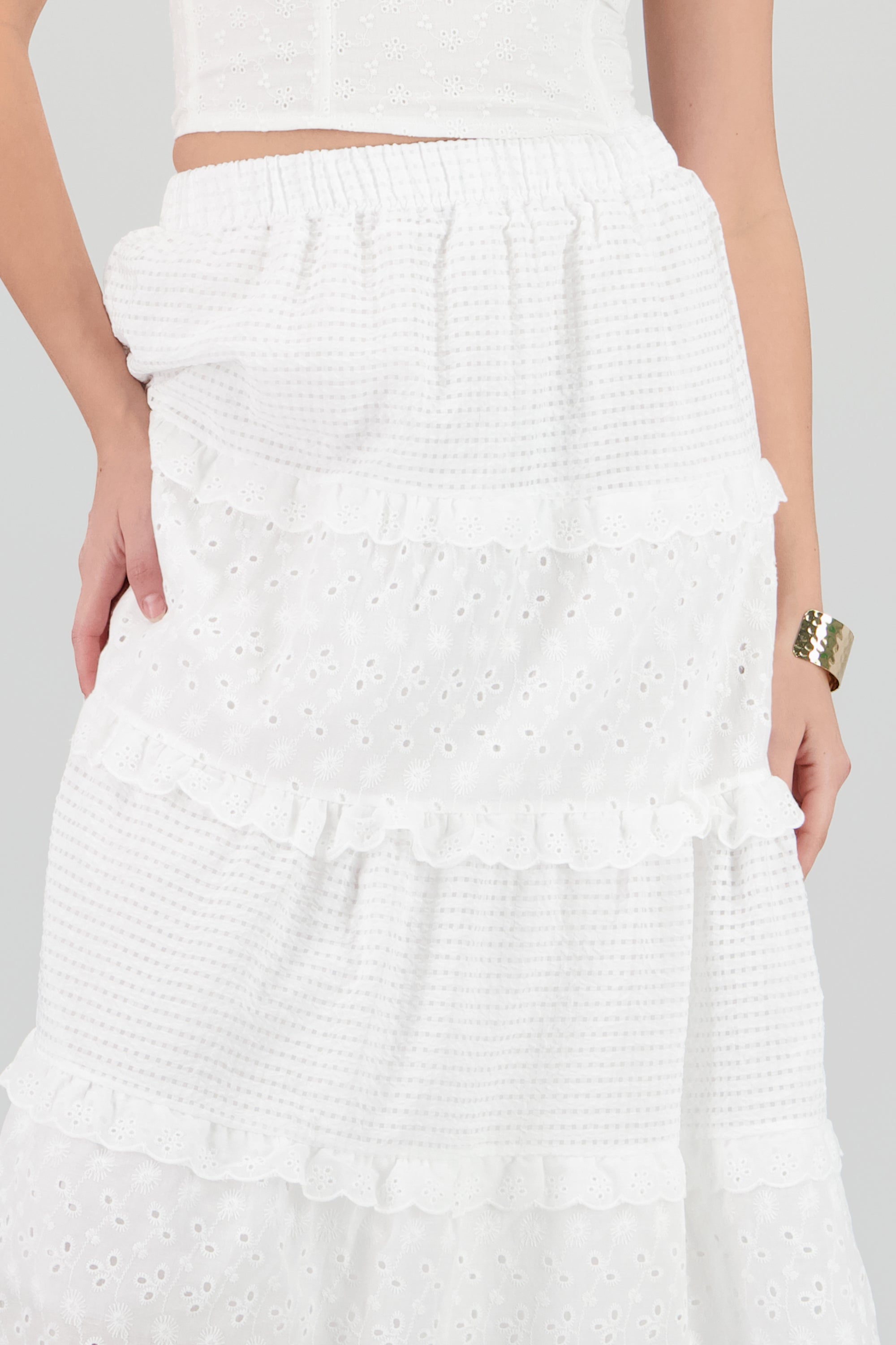 Maxi falda detalle bordado BLANCO