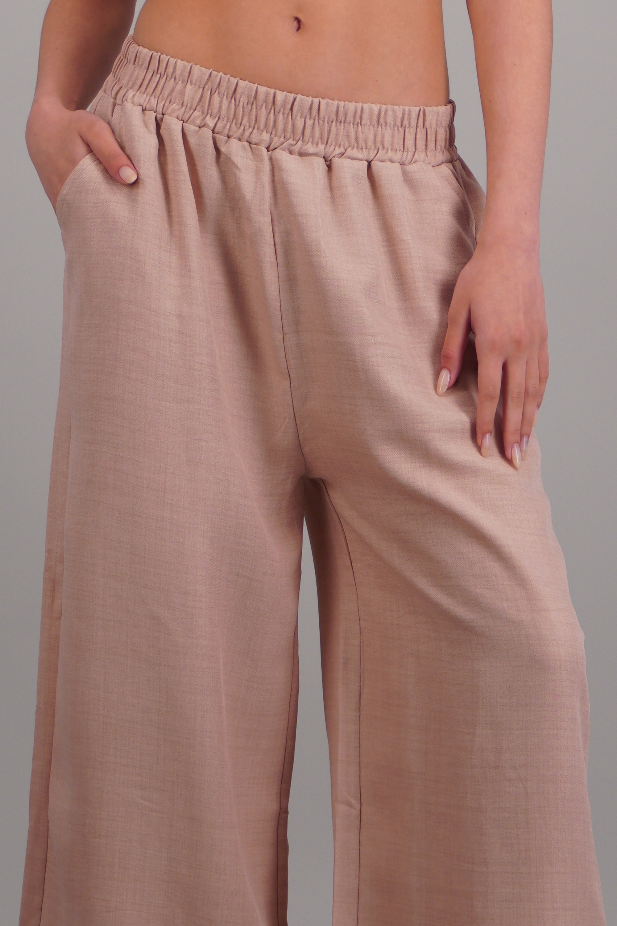 Pantalon textura ROSA PASTEL