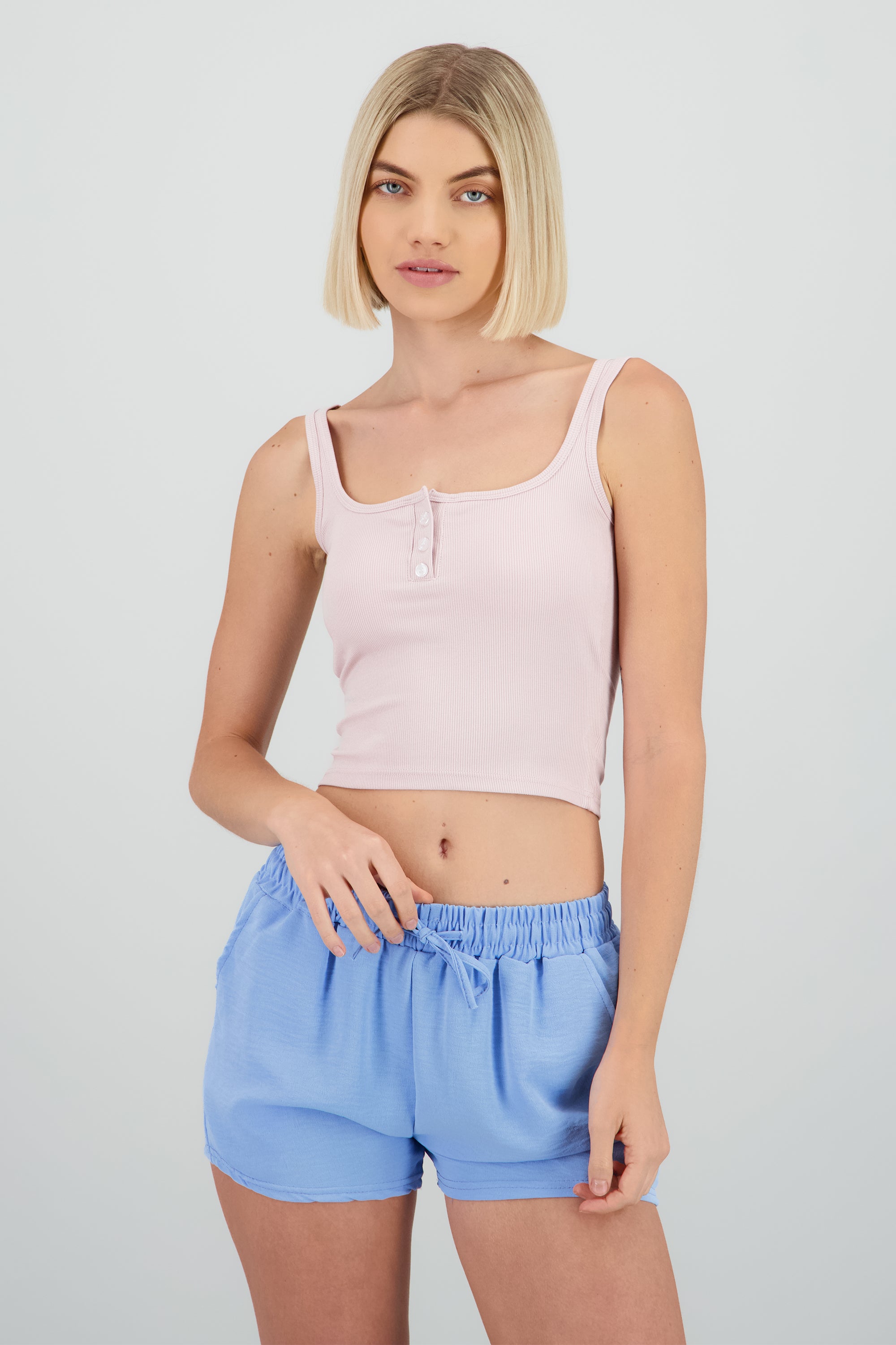 Top liso botones con copas LILA