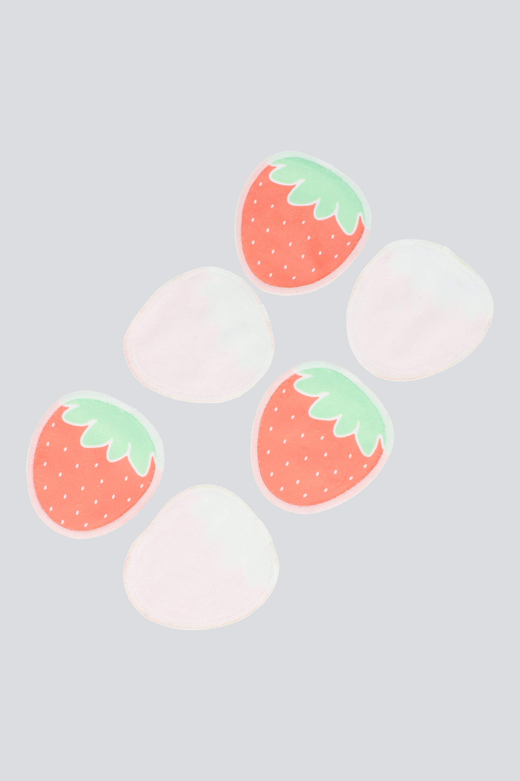 Set 6 pads desmaquillantes reutilizables fresas ROJO