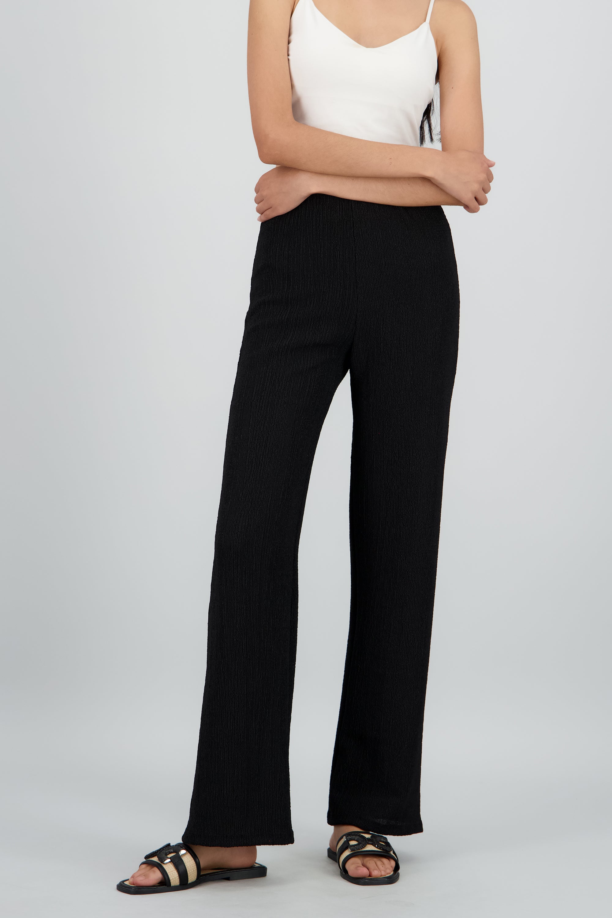 Pantalon fluido textura NEGRO