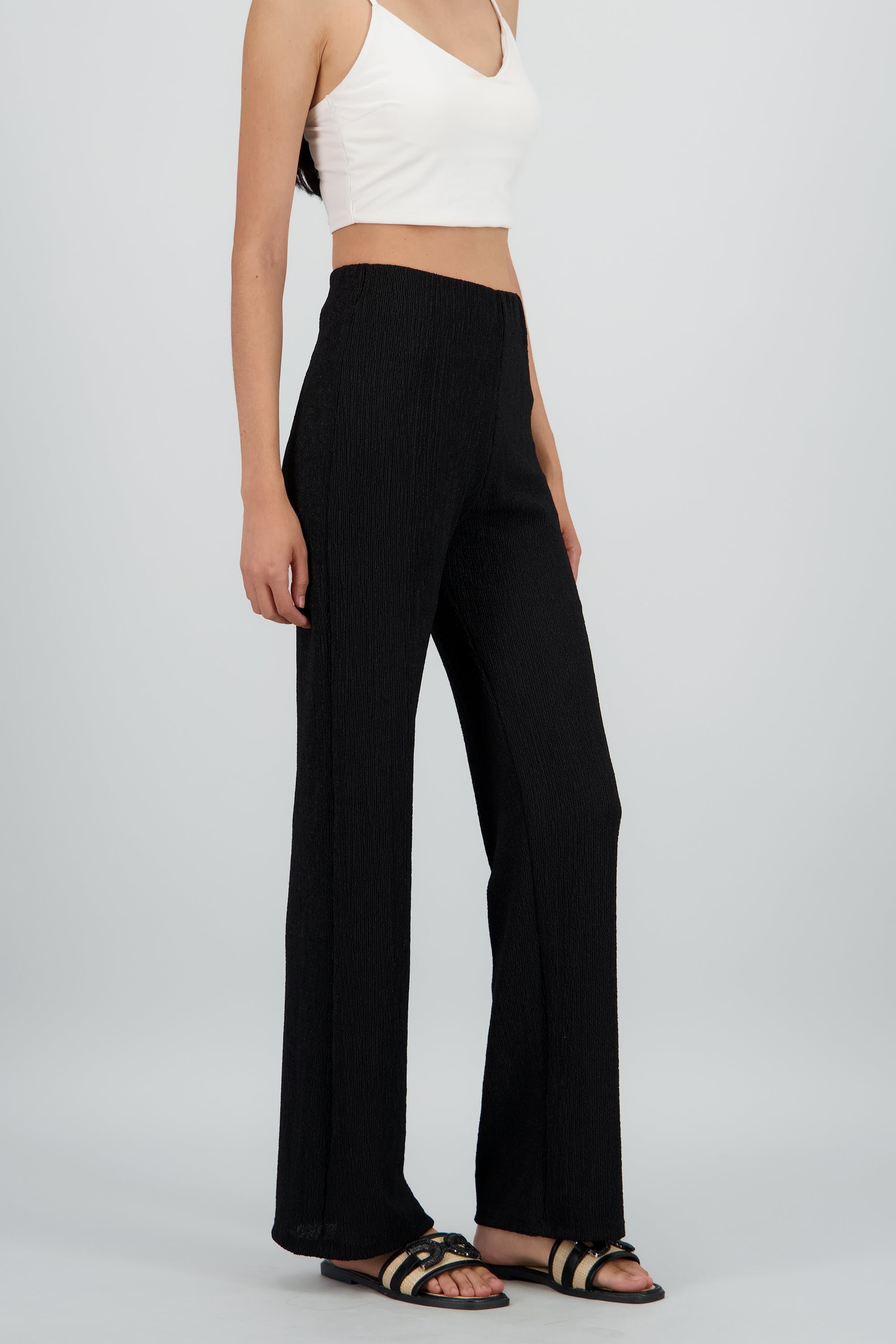 Pantalon fluido textura NEGRO