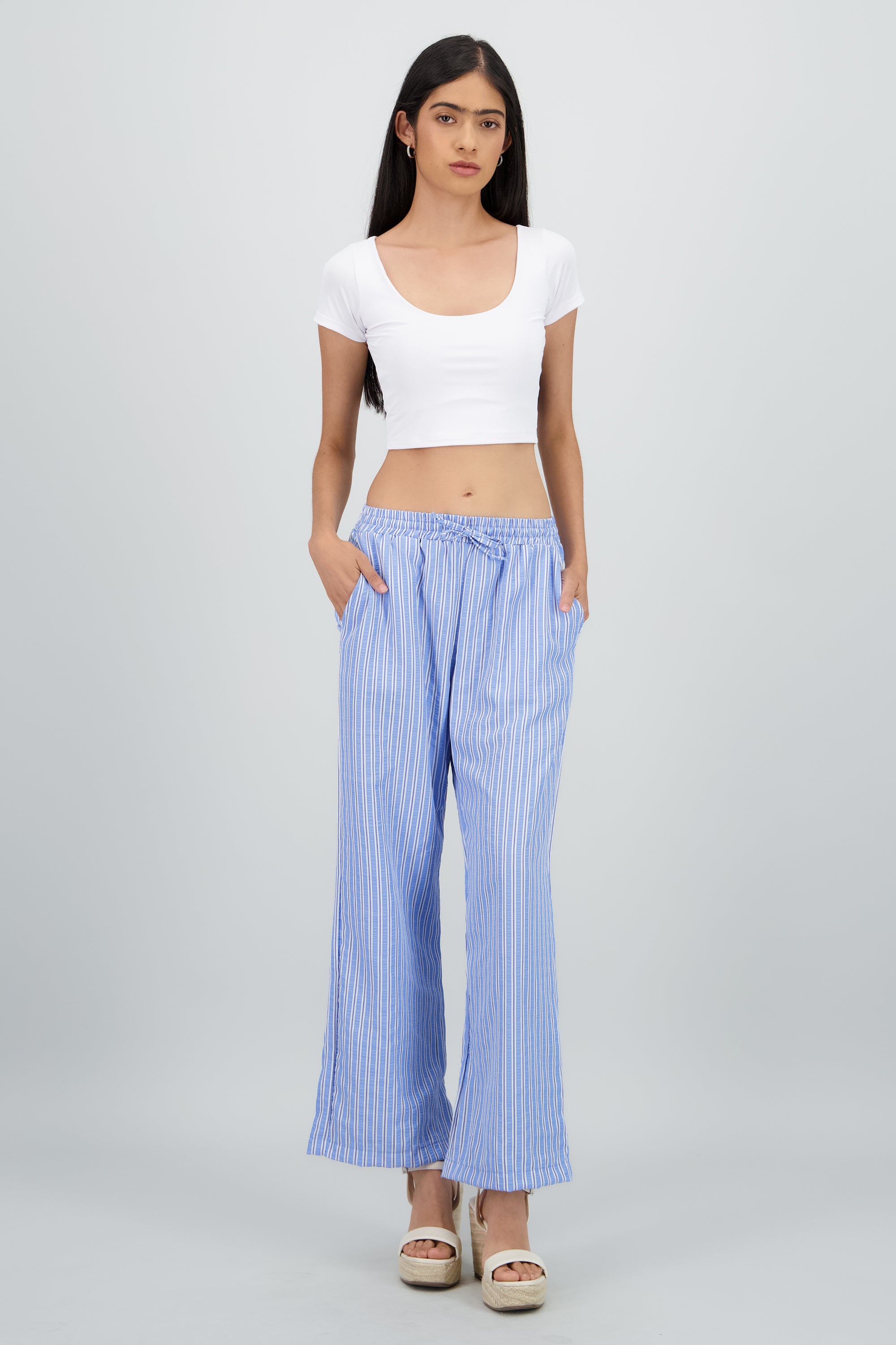 Pantalon amplio rayas AZUL COMBO