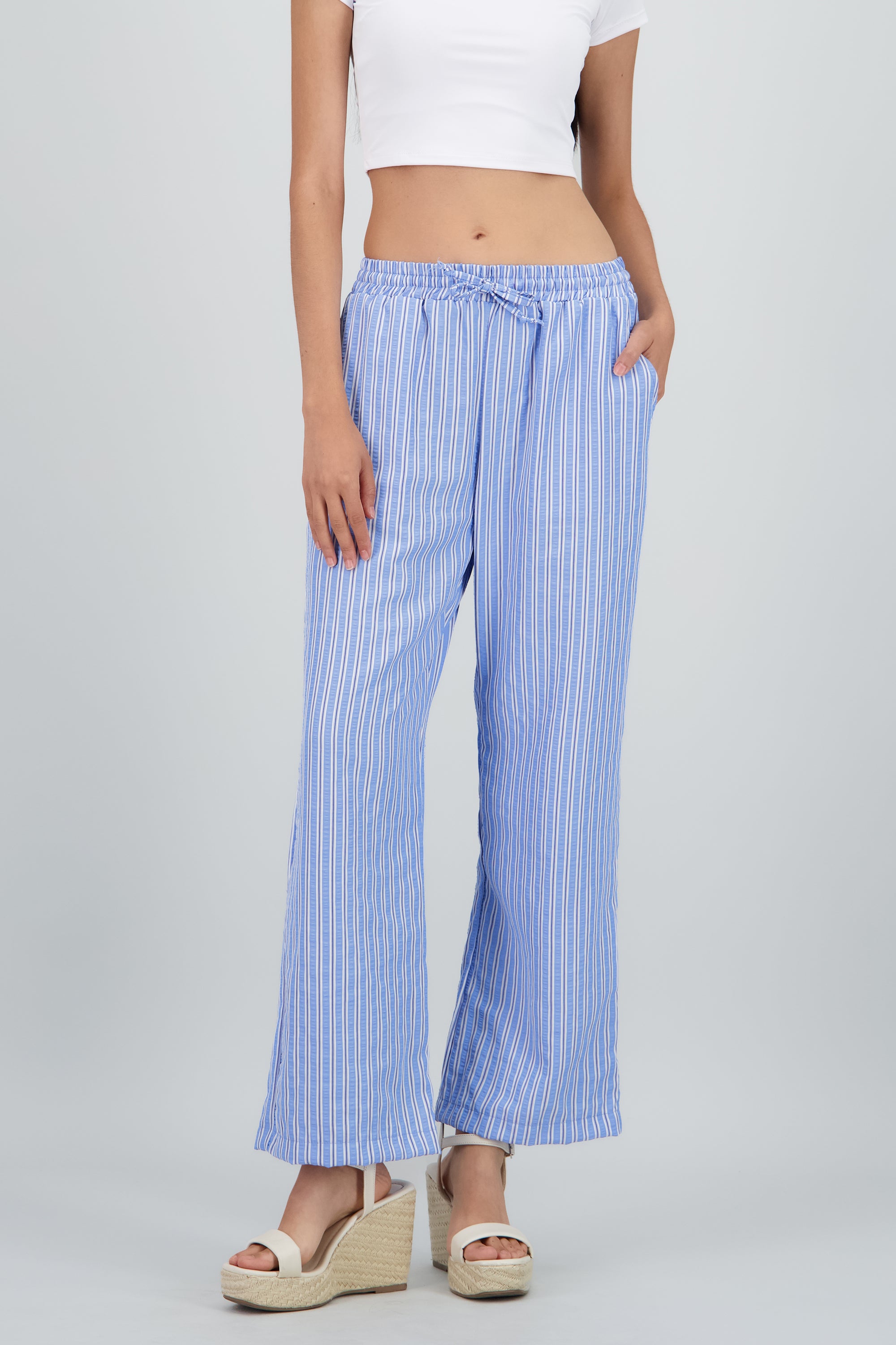 Pantalon amplio rayas AZUL COMBO