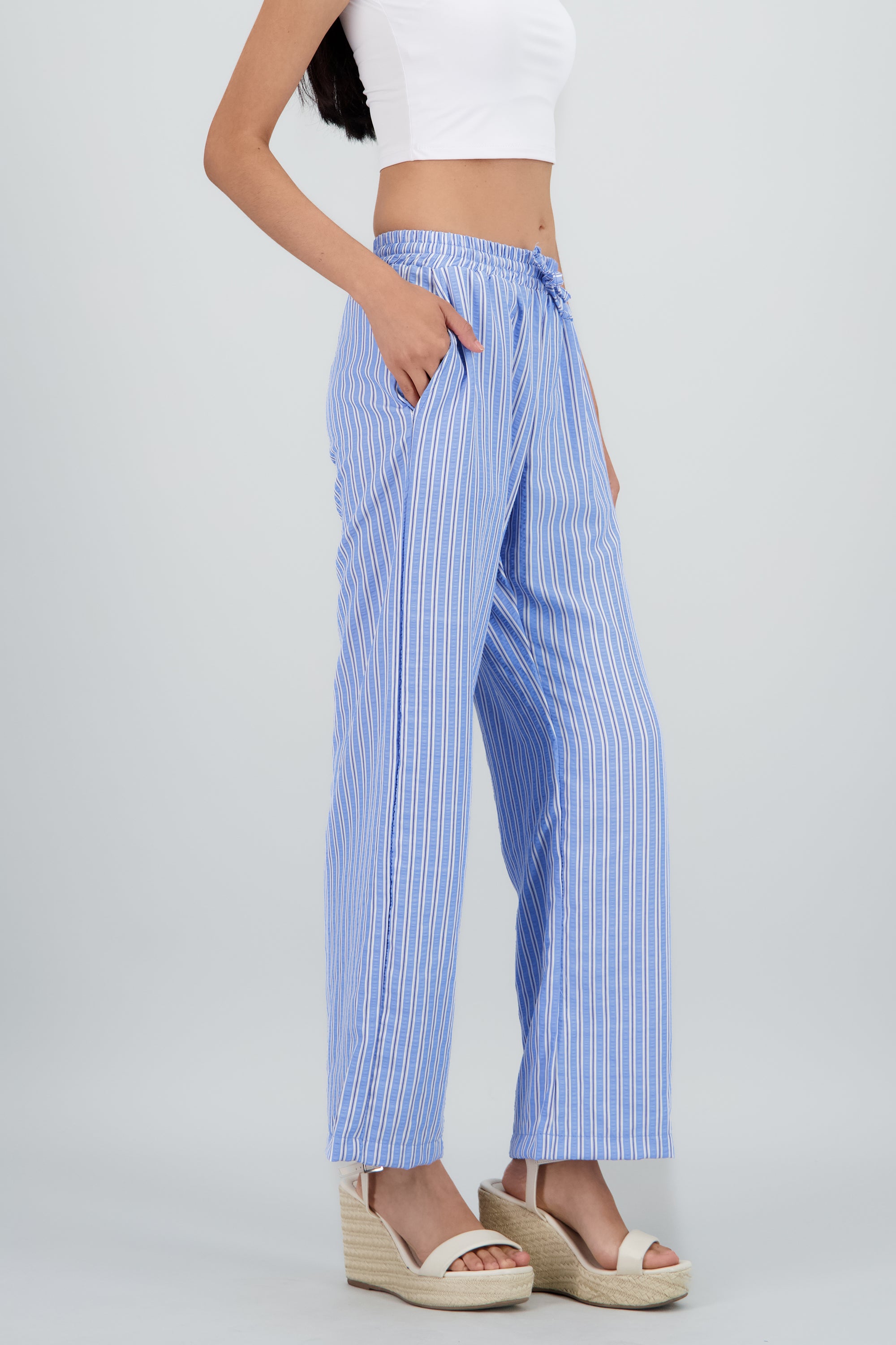 Pantalon amplio rayas AZUL COMBO