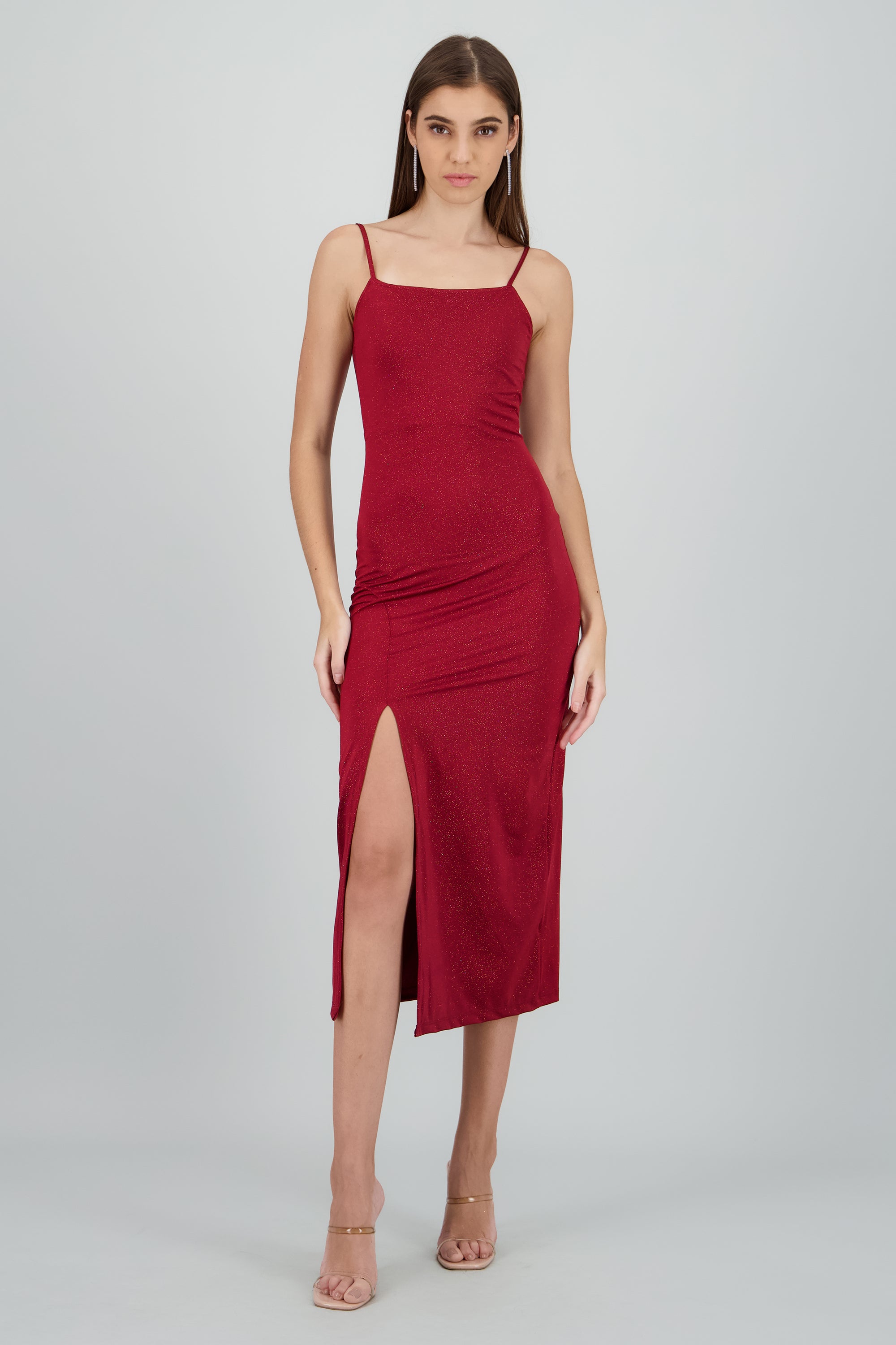 Vestido maxi brillos espalda abierta VINO