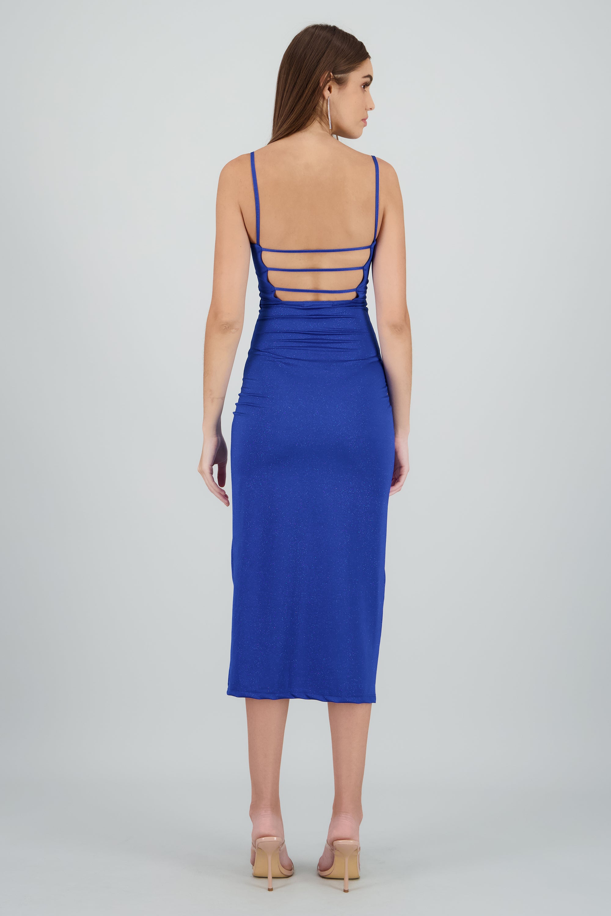 Vestido maxi brillos espalda abierta INDIGO