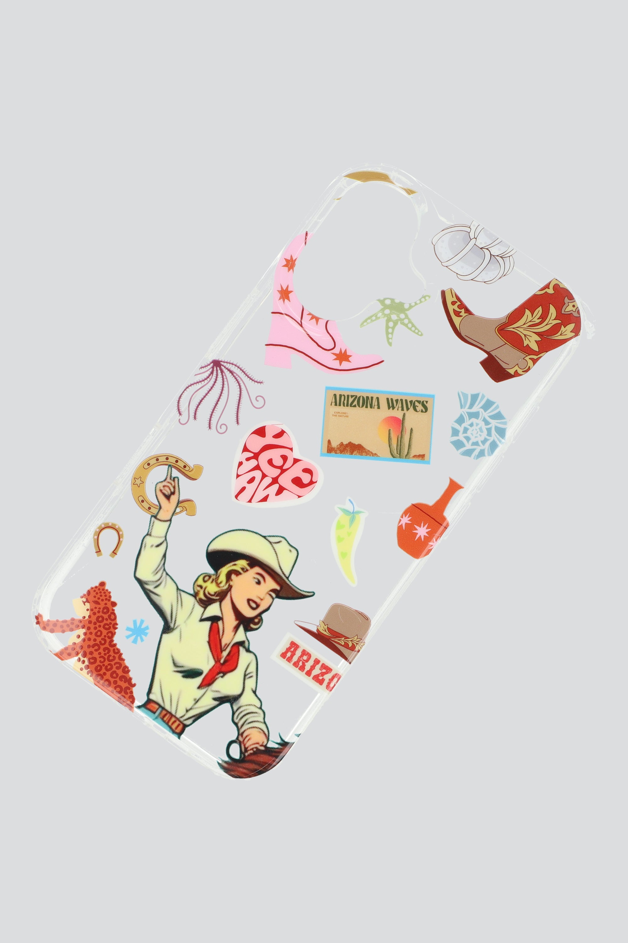 Funda cel iph 16 collage country TRANSPARENTE