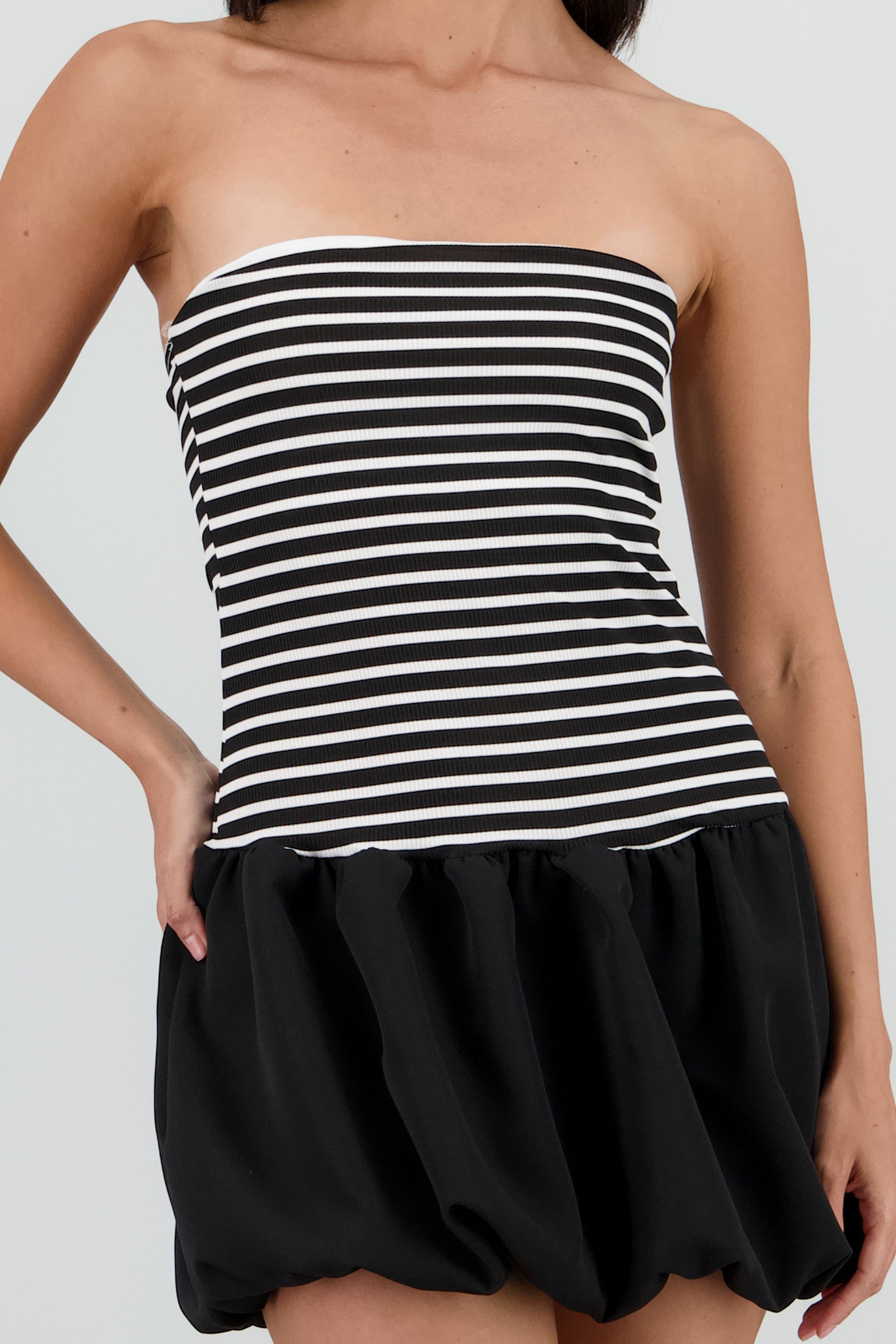 Vestido buble rayas NEGRO COMBO
