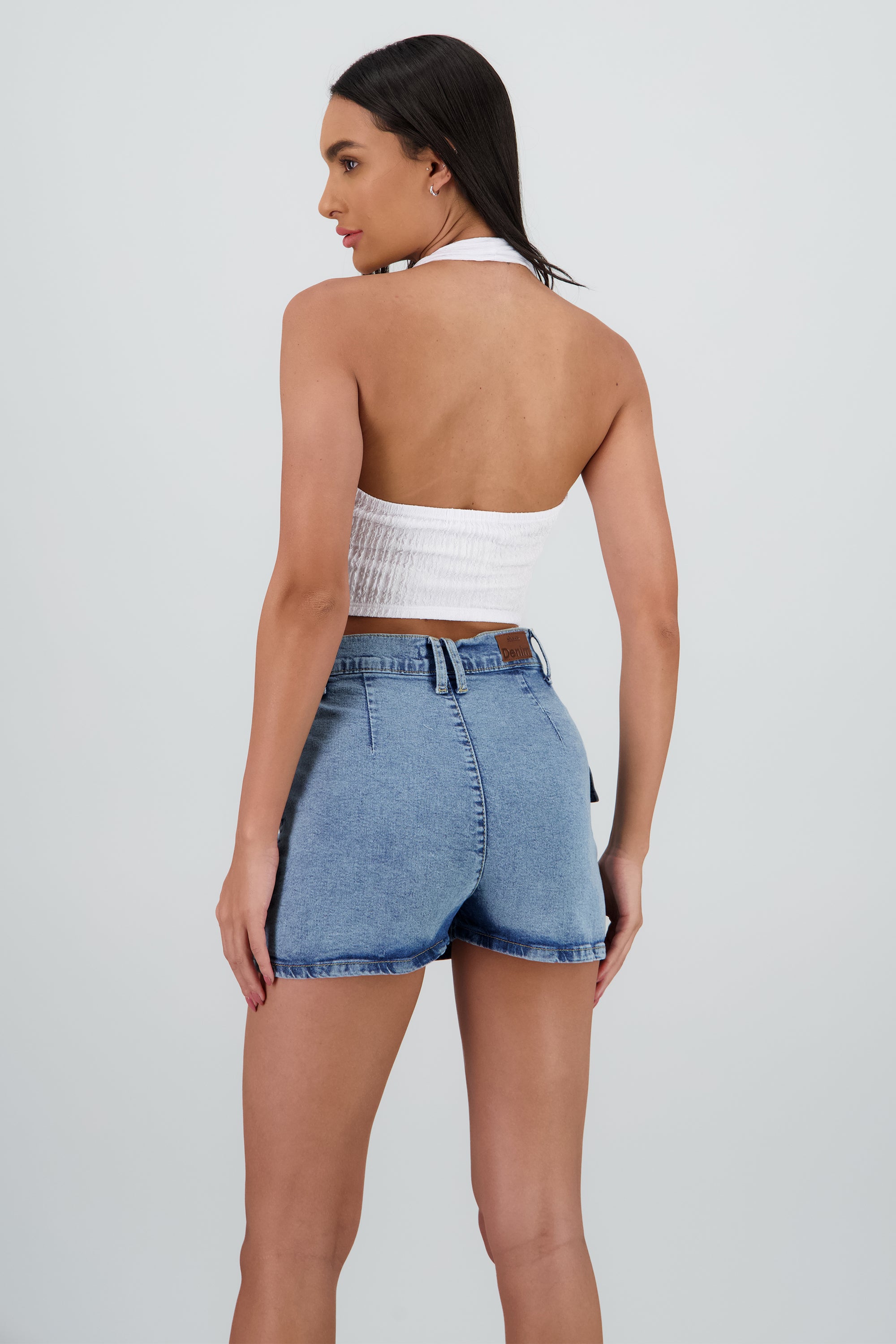 Top halter botones textura BLANCO