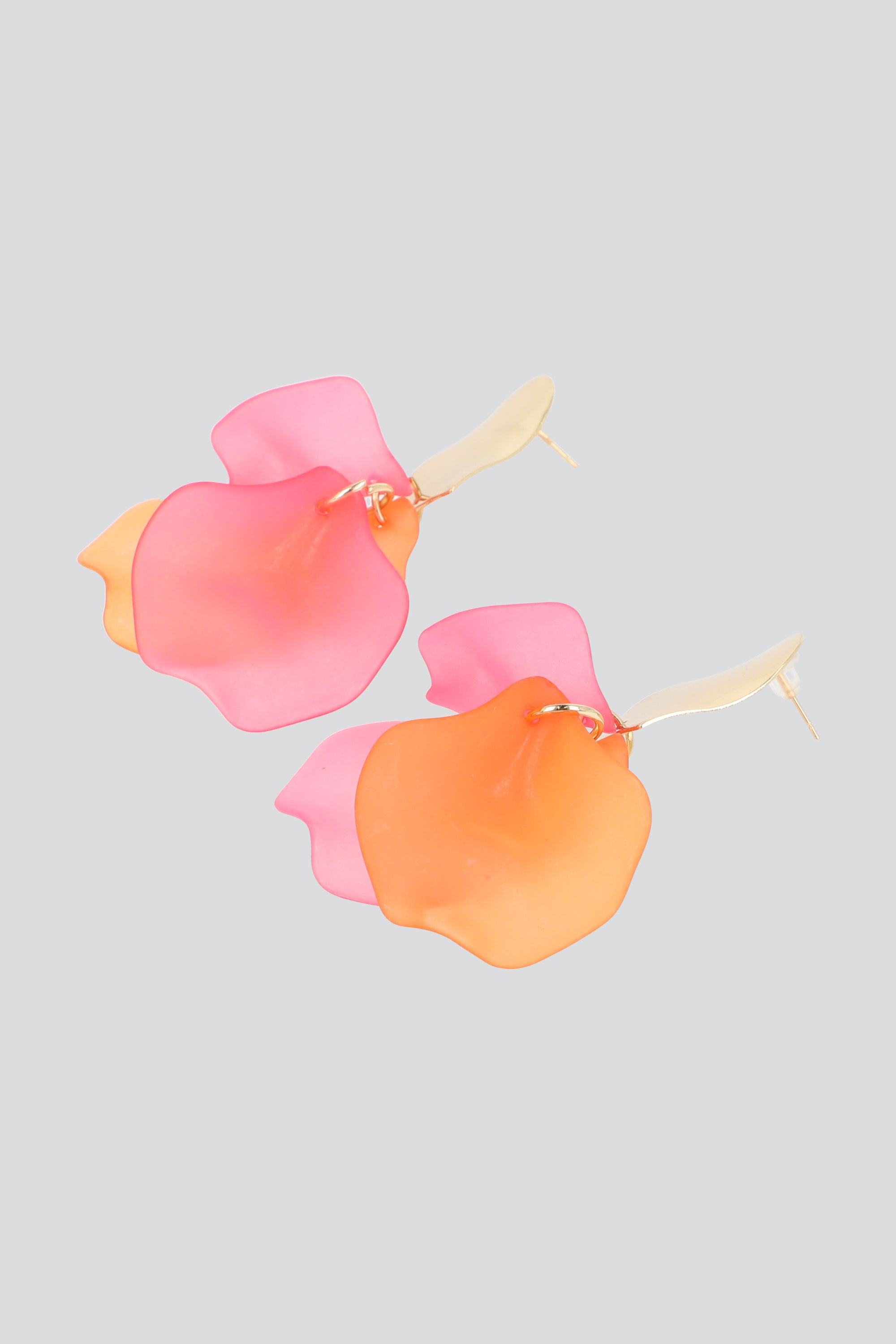 Aretes petalos color duo NARANJA