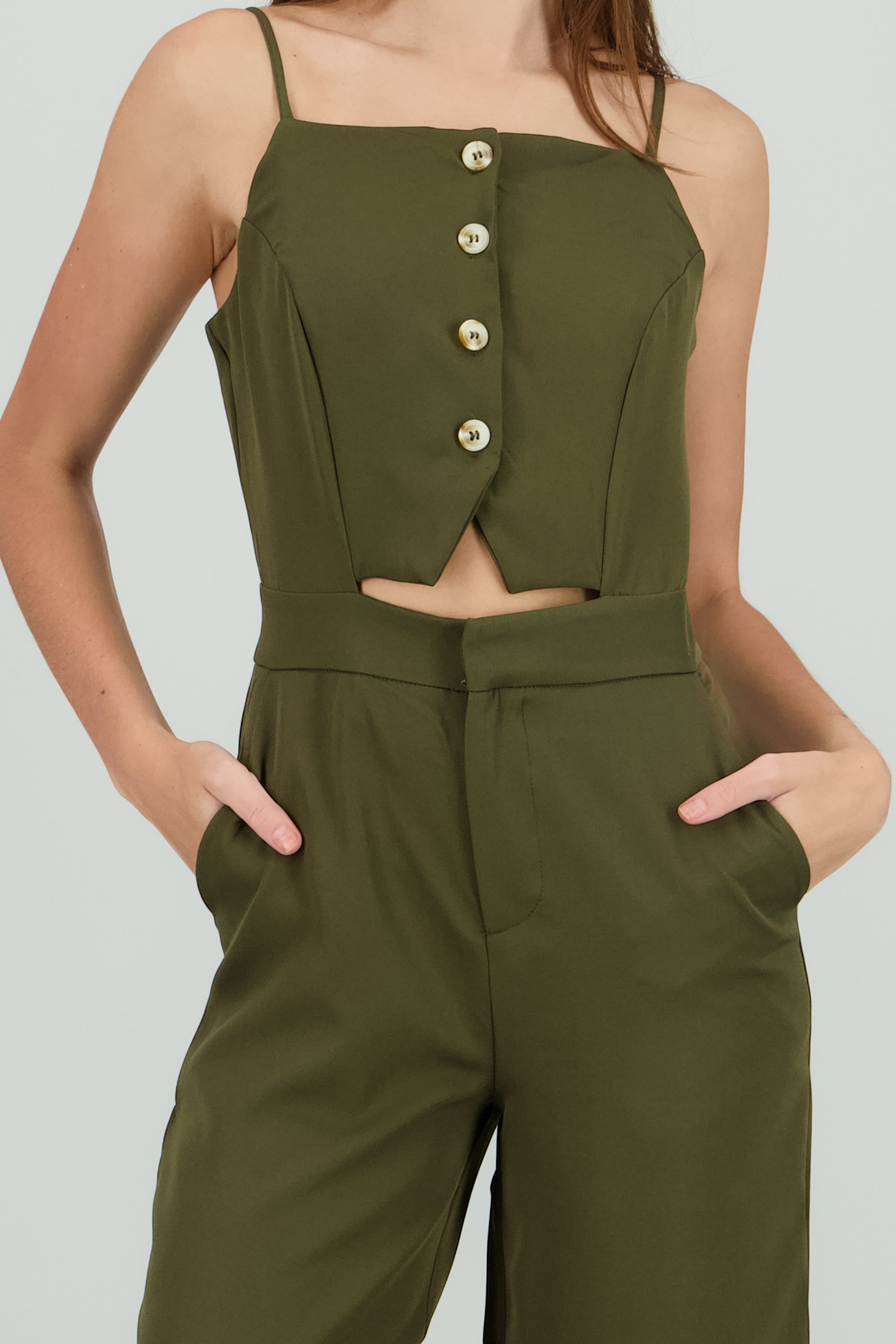 Jumpsuit con botones KHAKI