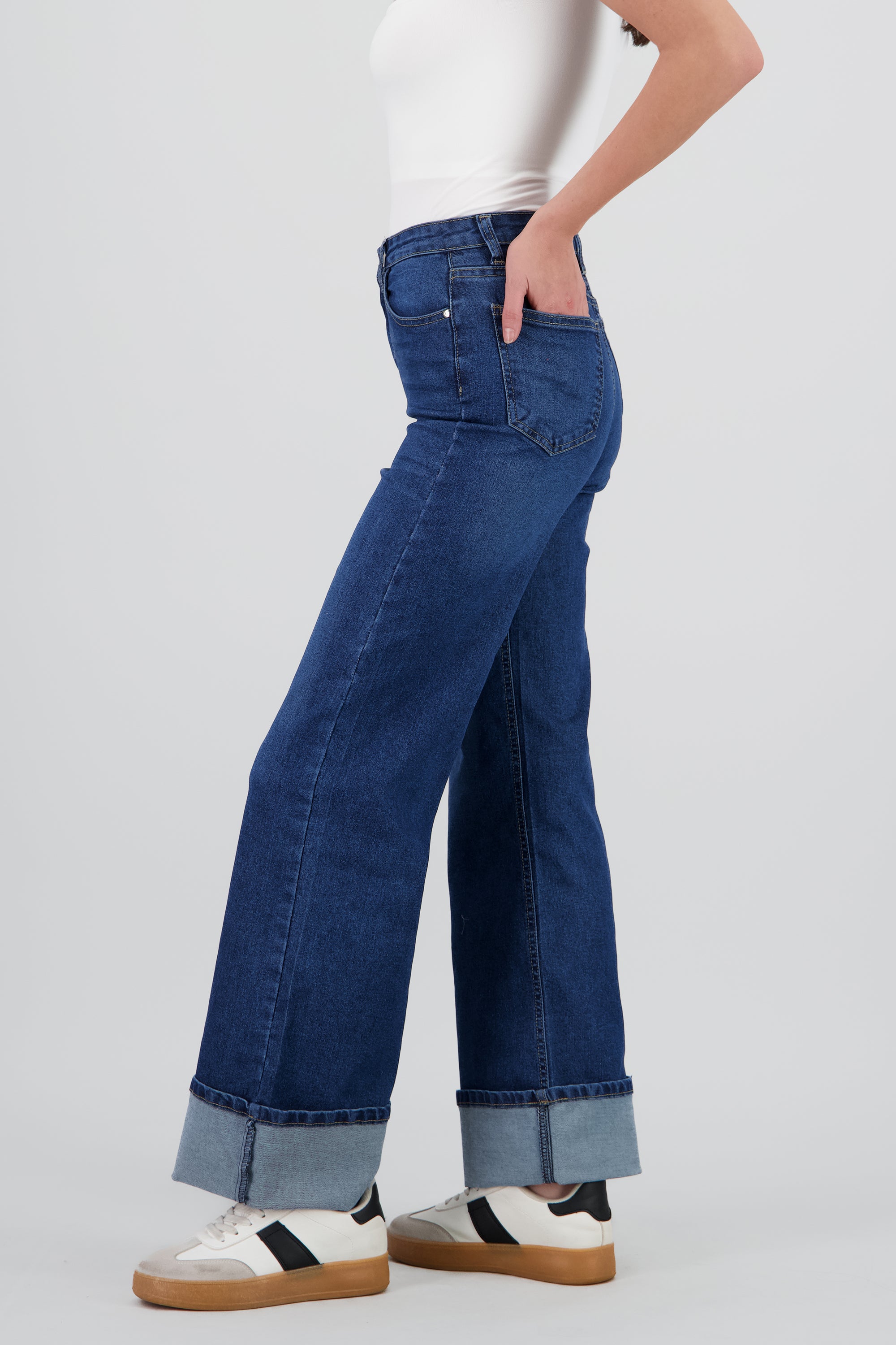Jeans wide leg básico al corte STONE MEDIO