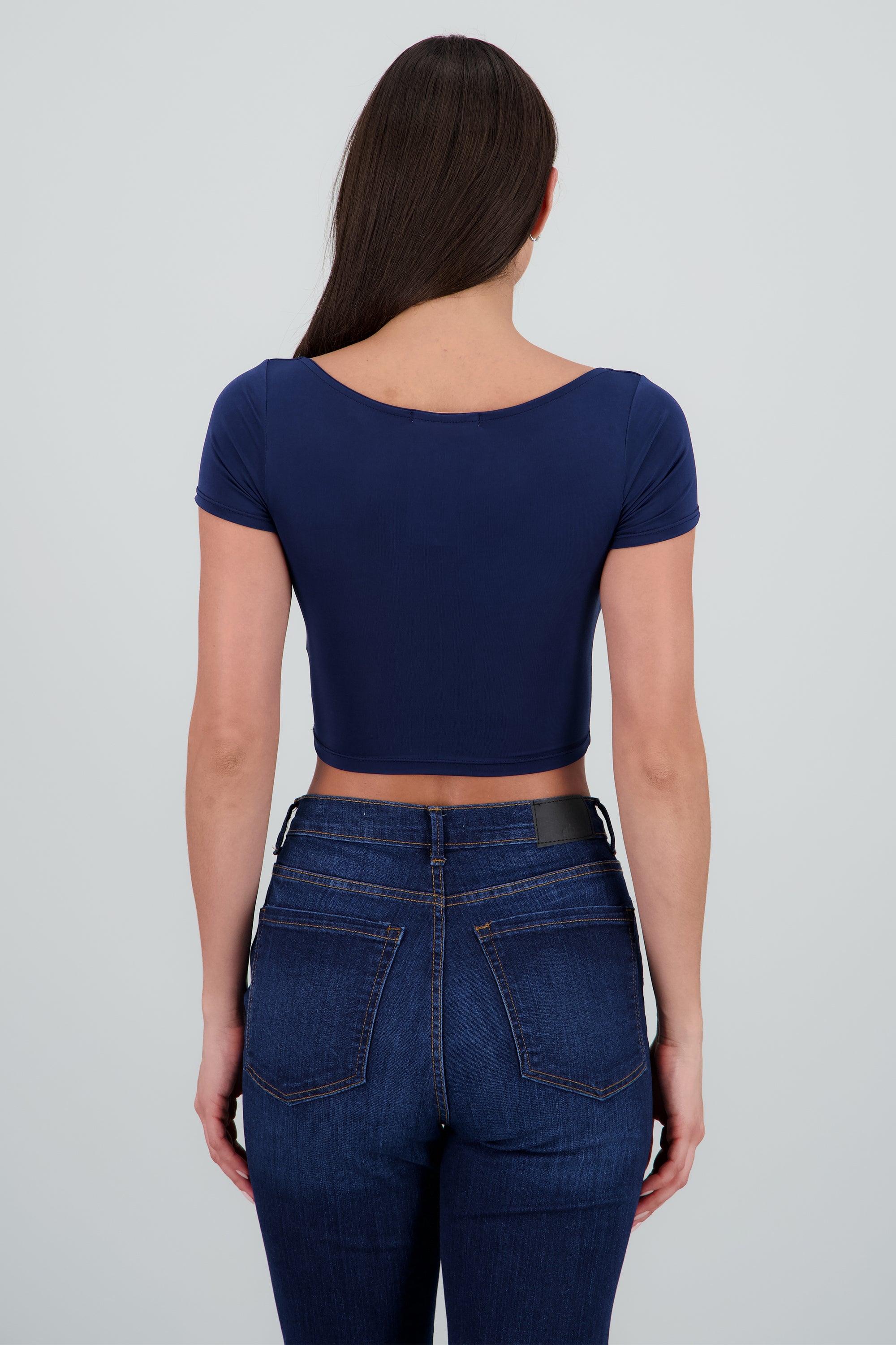 Top corto manga corta doble tela MARINO