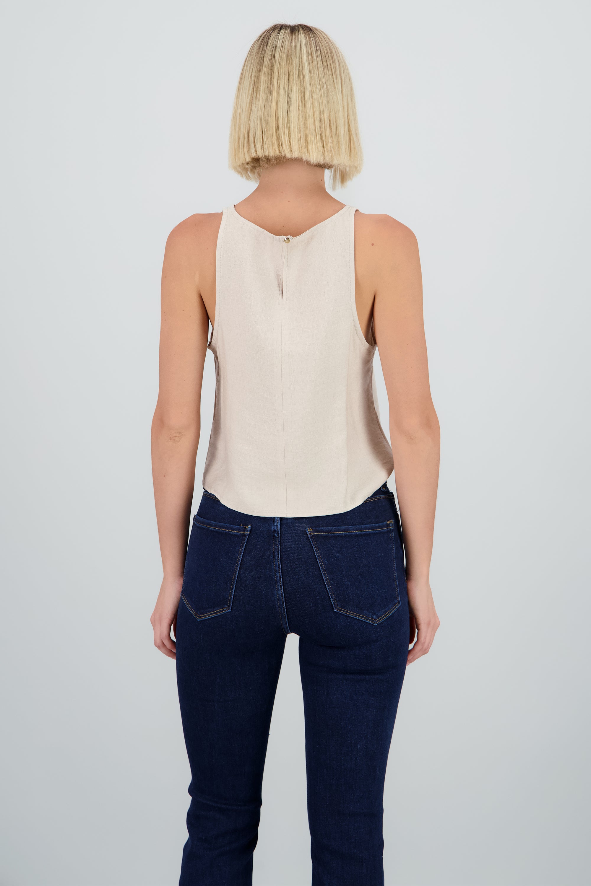Blusa fluida sin manga BEIGE