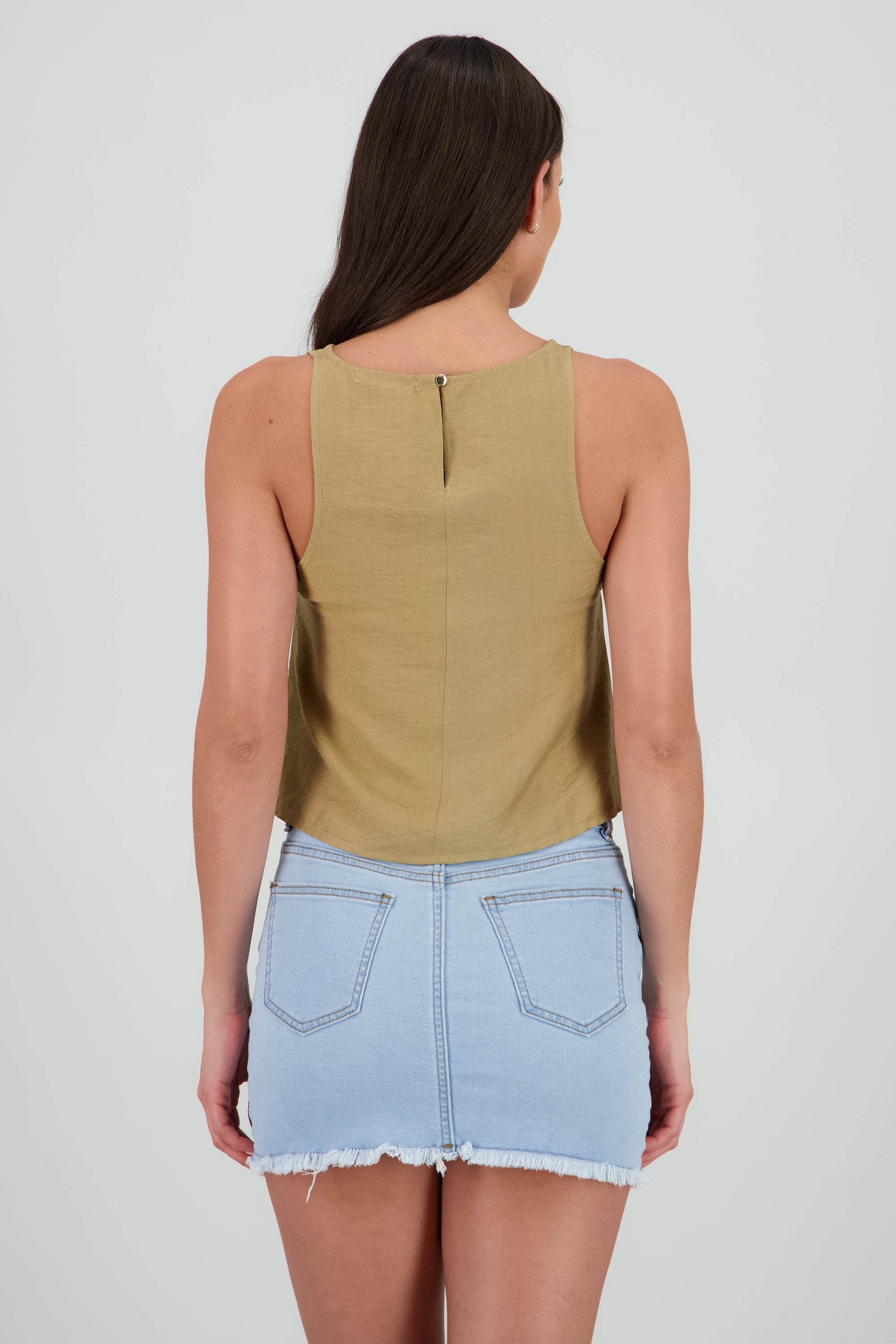 Blusa fluida sin manga CAMELLO