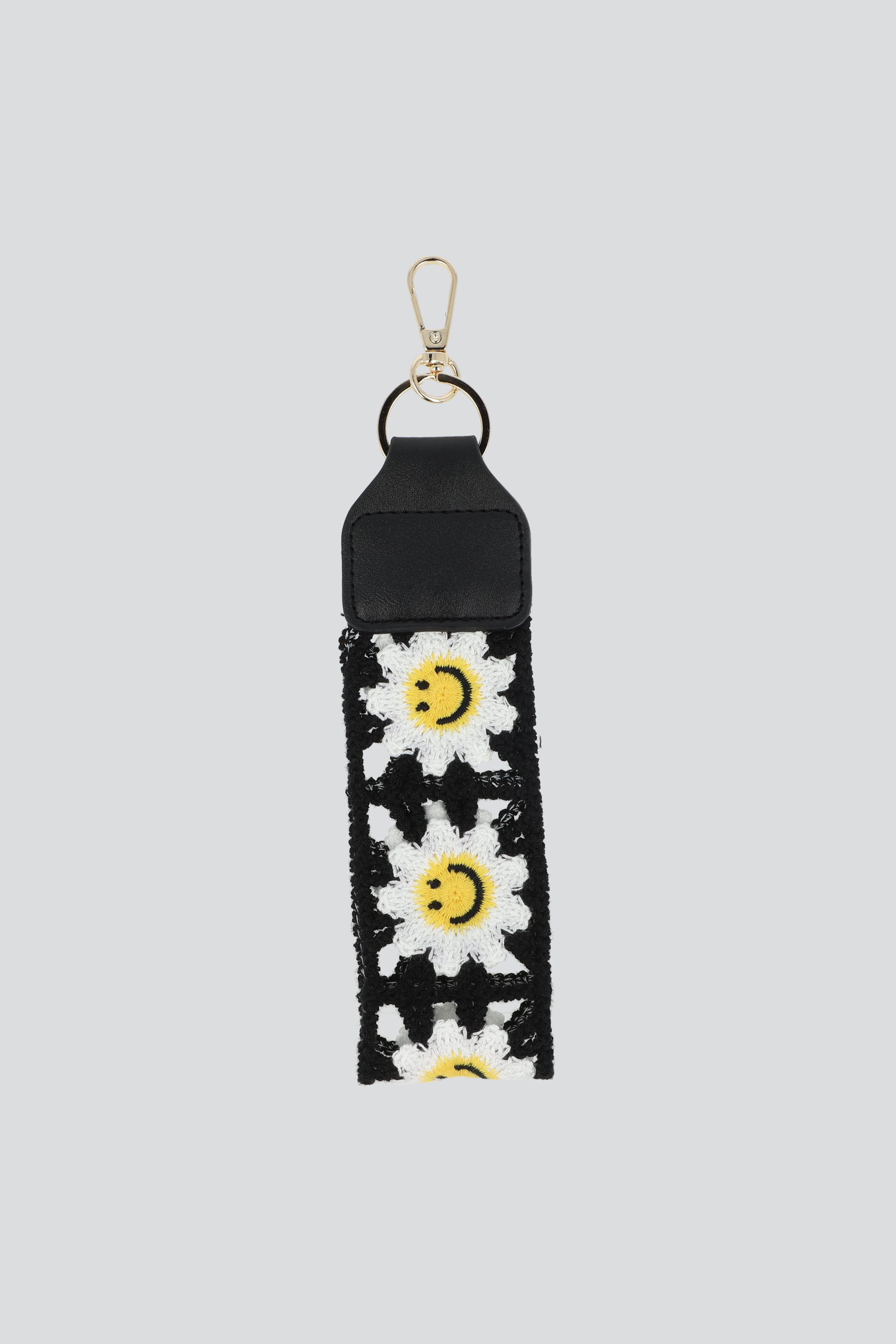LLAVERO CROCHET FLORES NEGRO
