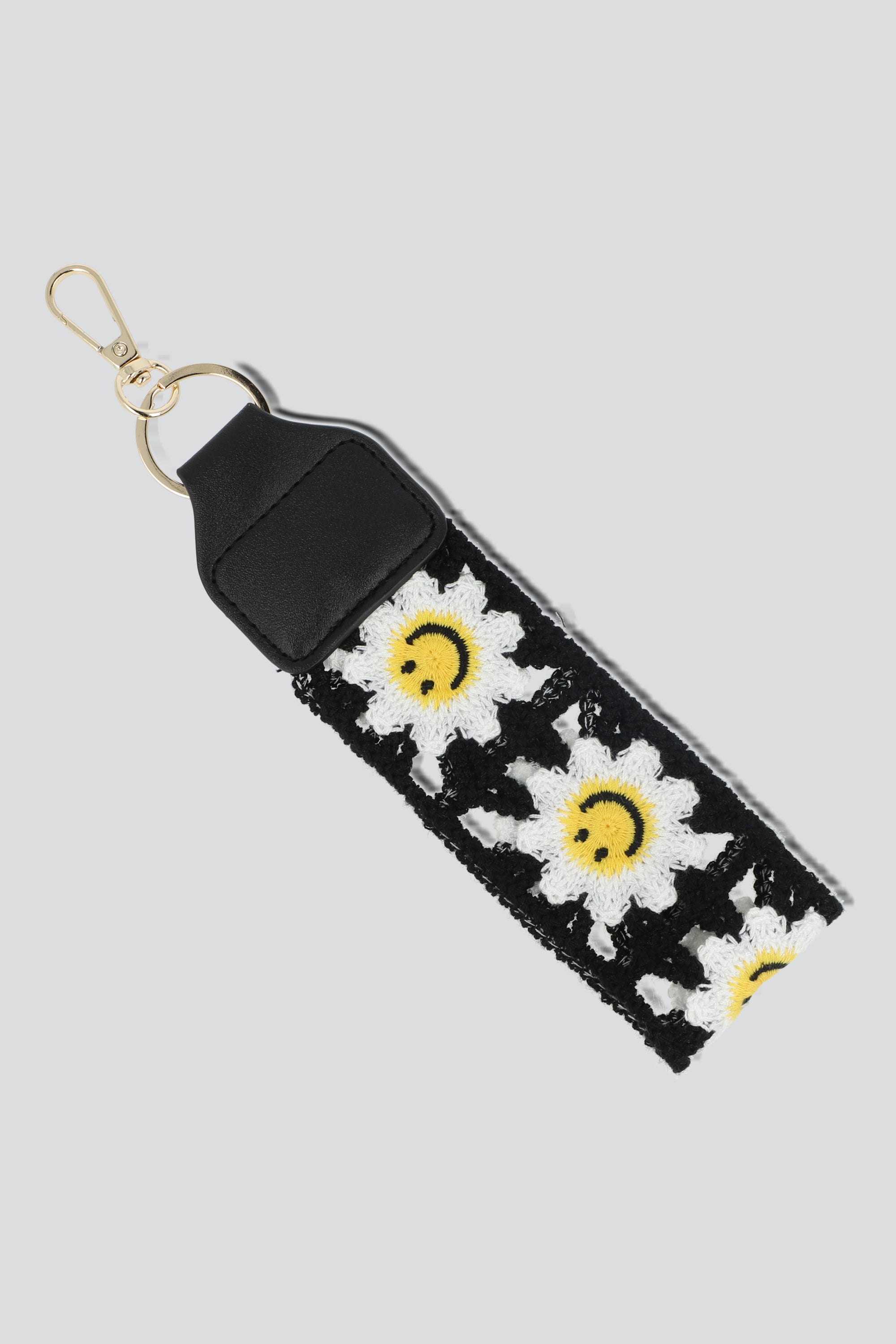 LLAVERO CROCHET FLORES NEGRO