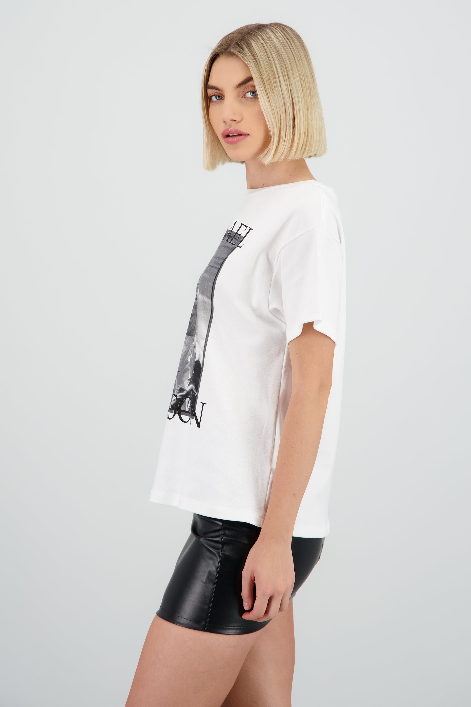 Playera over Michael Jackson B&W BLANCO