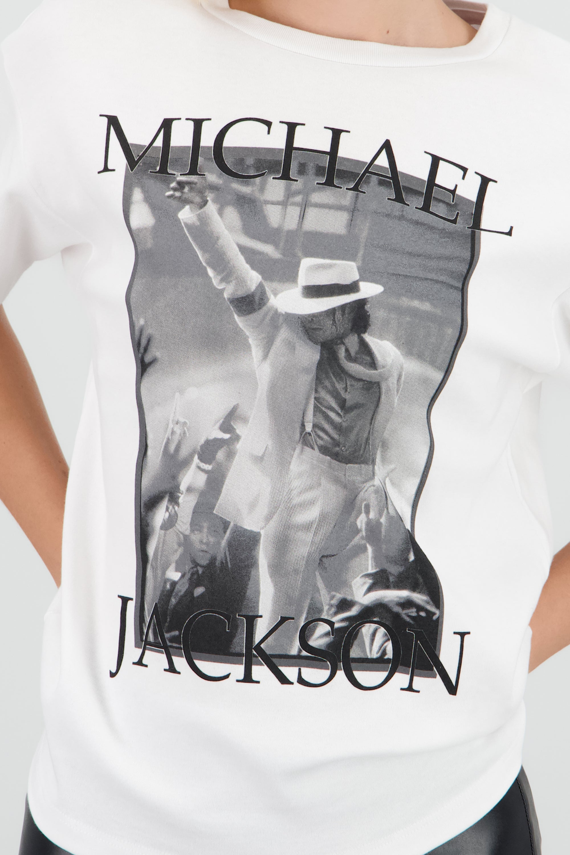 Playera over Michael Jackson B&W BLANCO