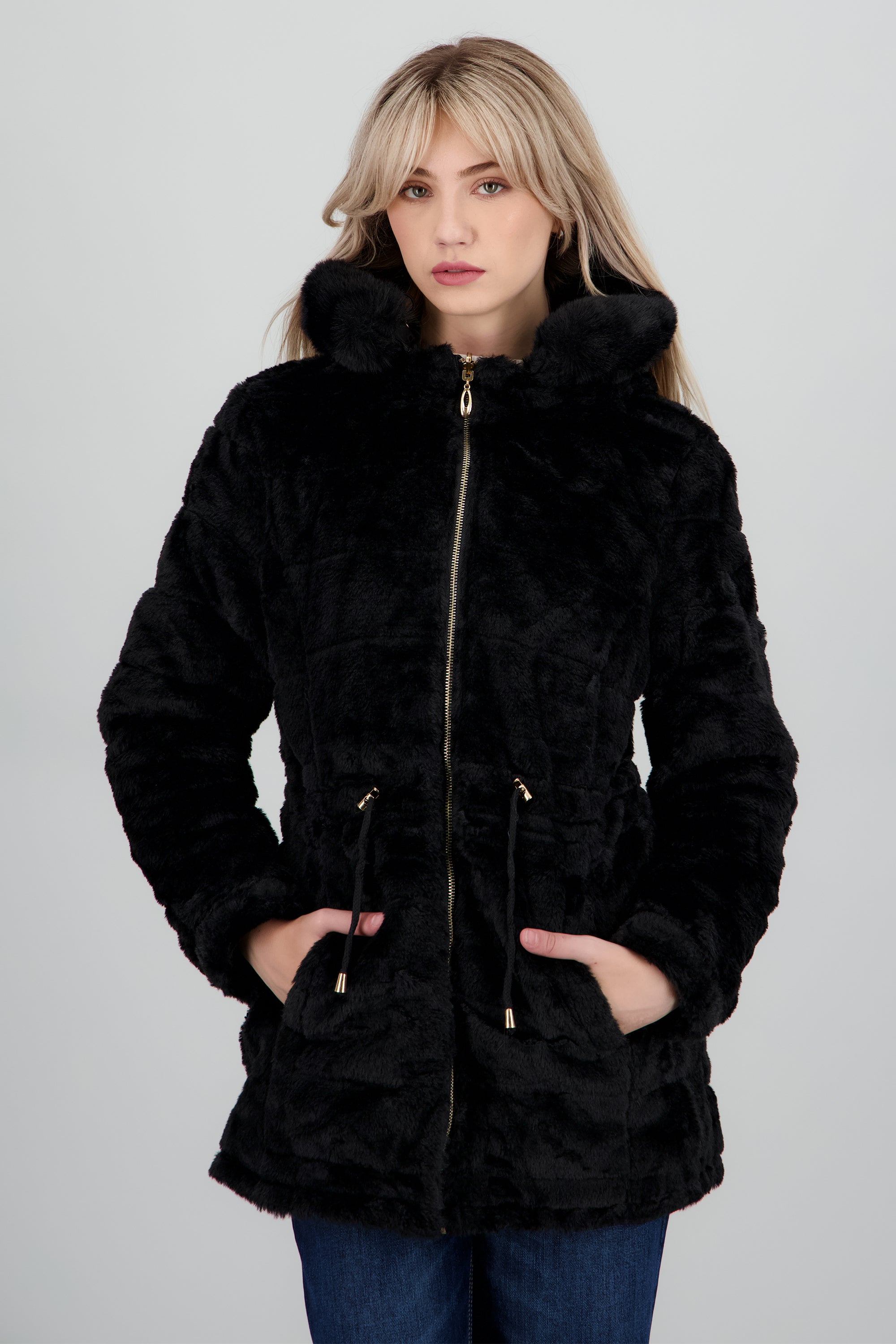 Gabardina gorro jareta NEGRO