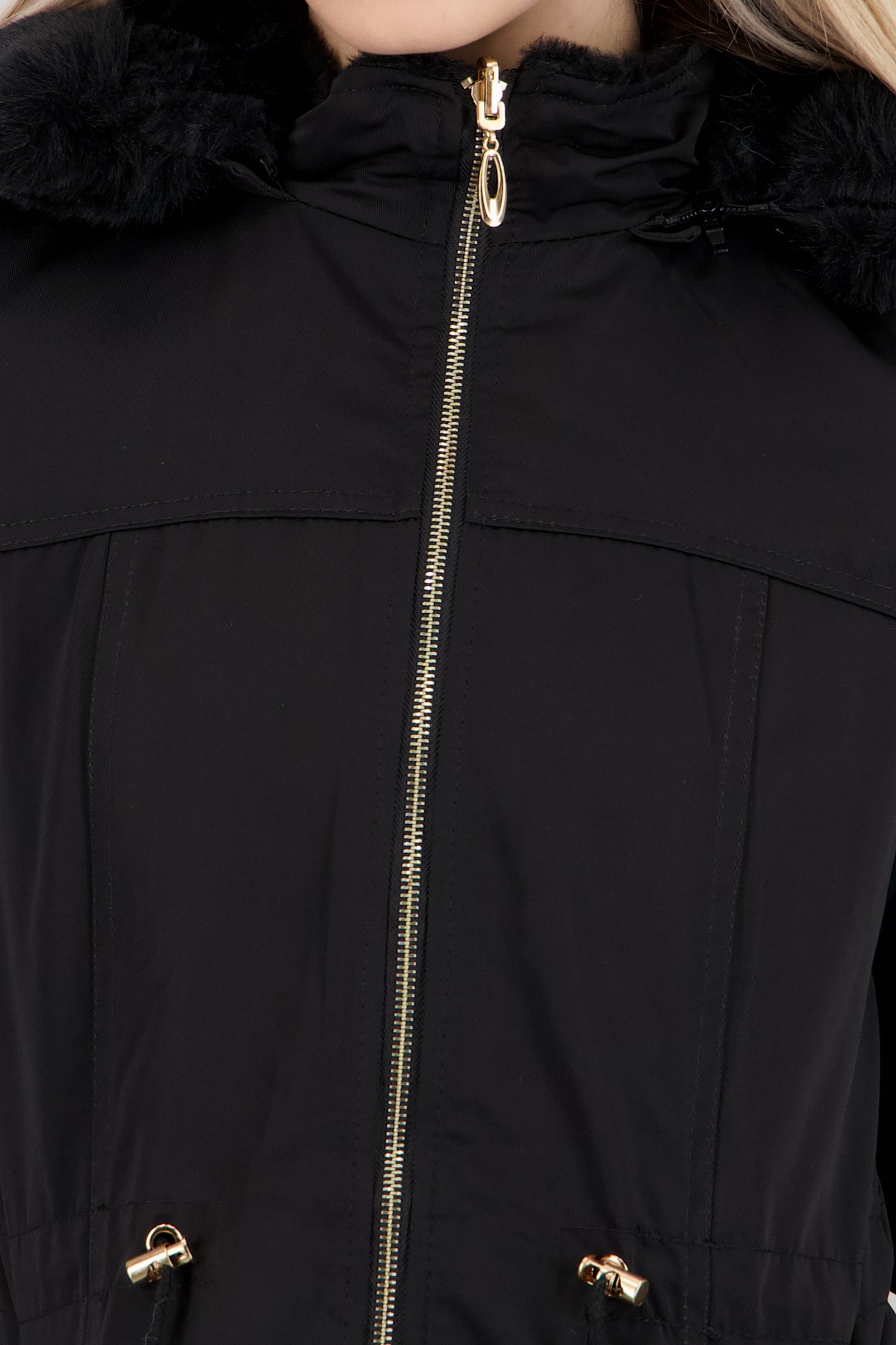 Gabardina gorro jareta NEGRO