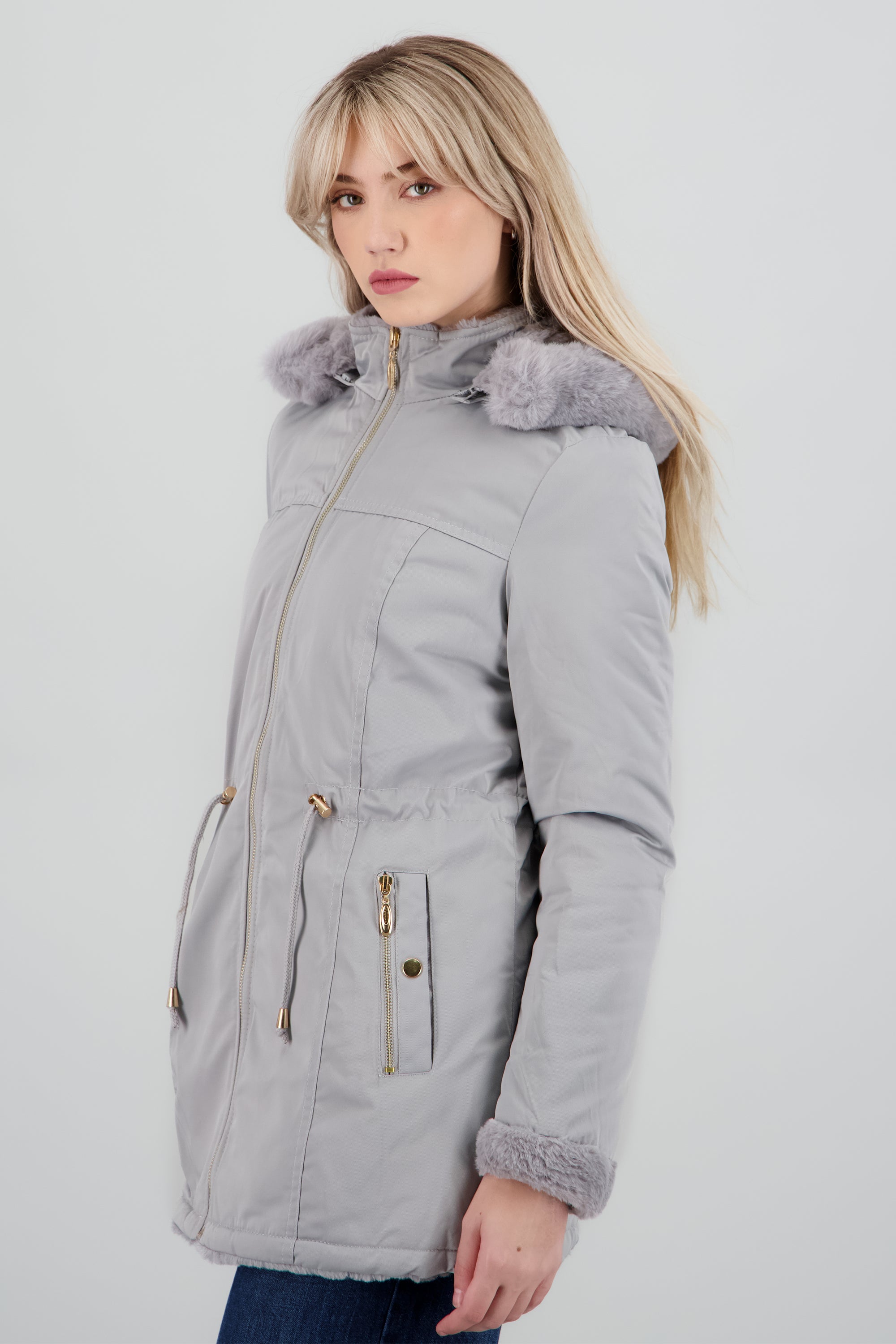 Gabardina gorro jareta GRIS