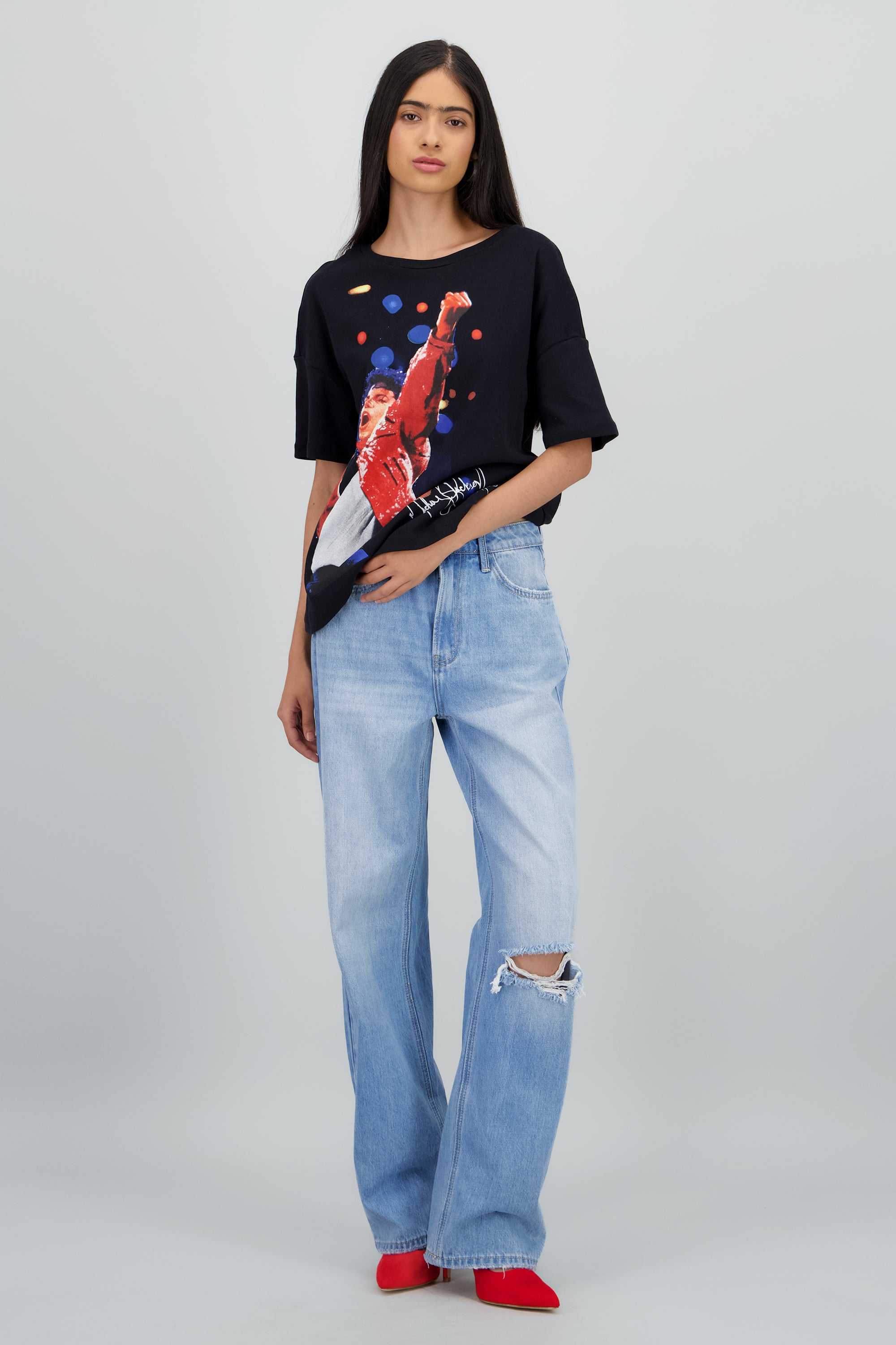 Playera over Michael Jackson firma NEGRO