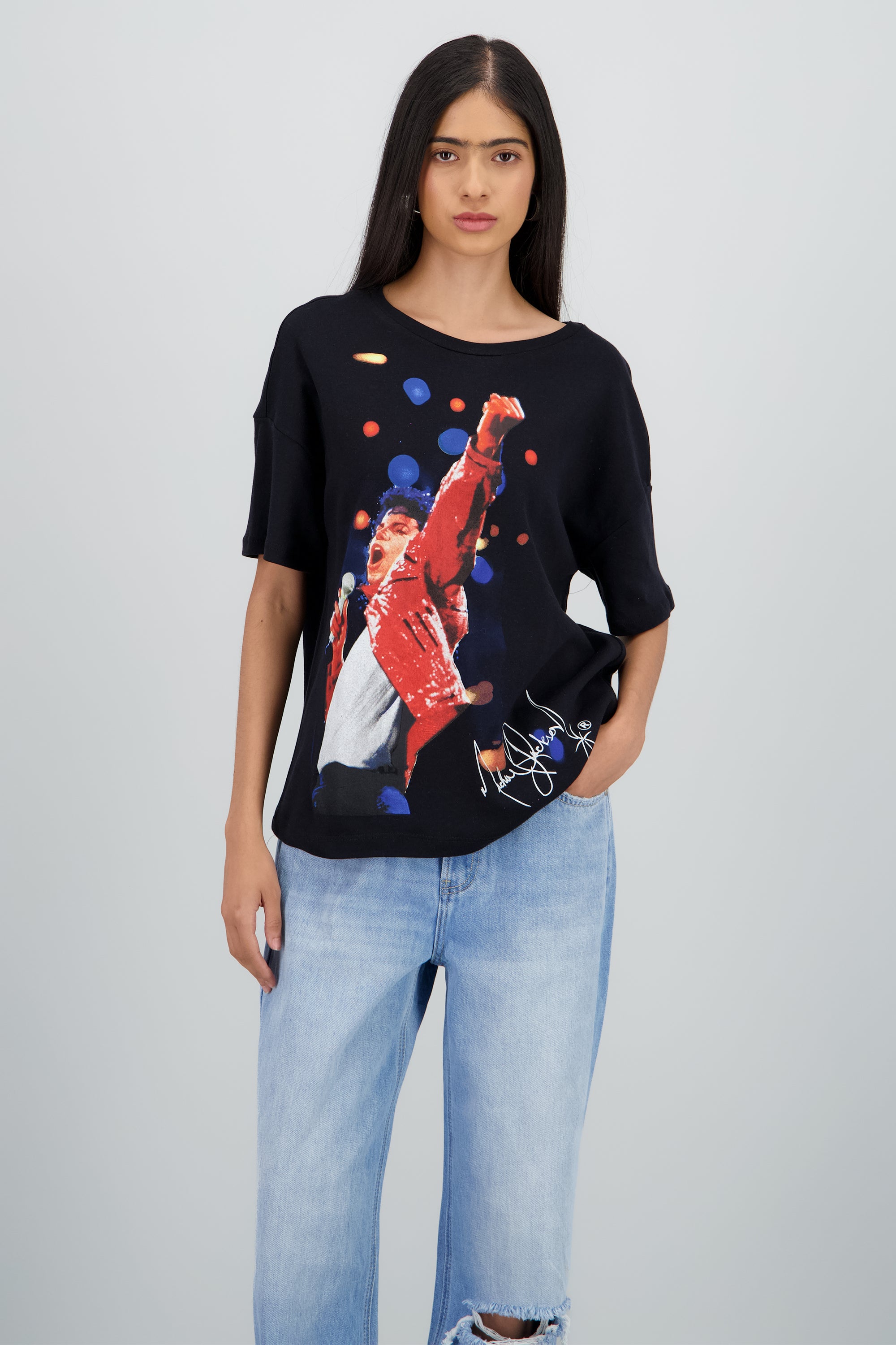 Playera over Michael Jackson firma NEGRO