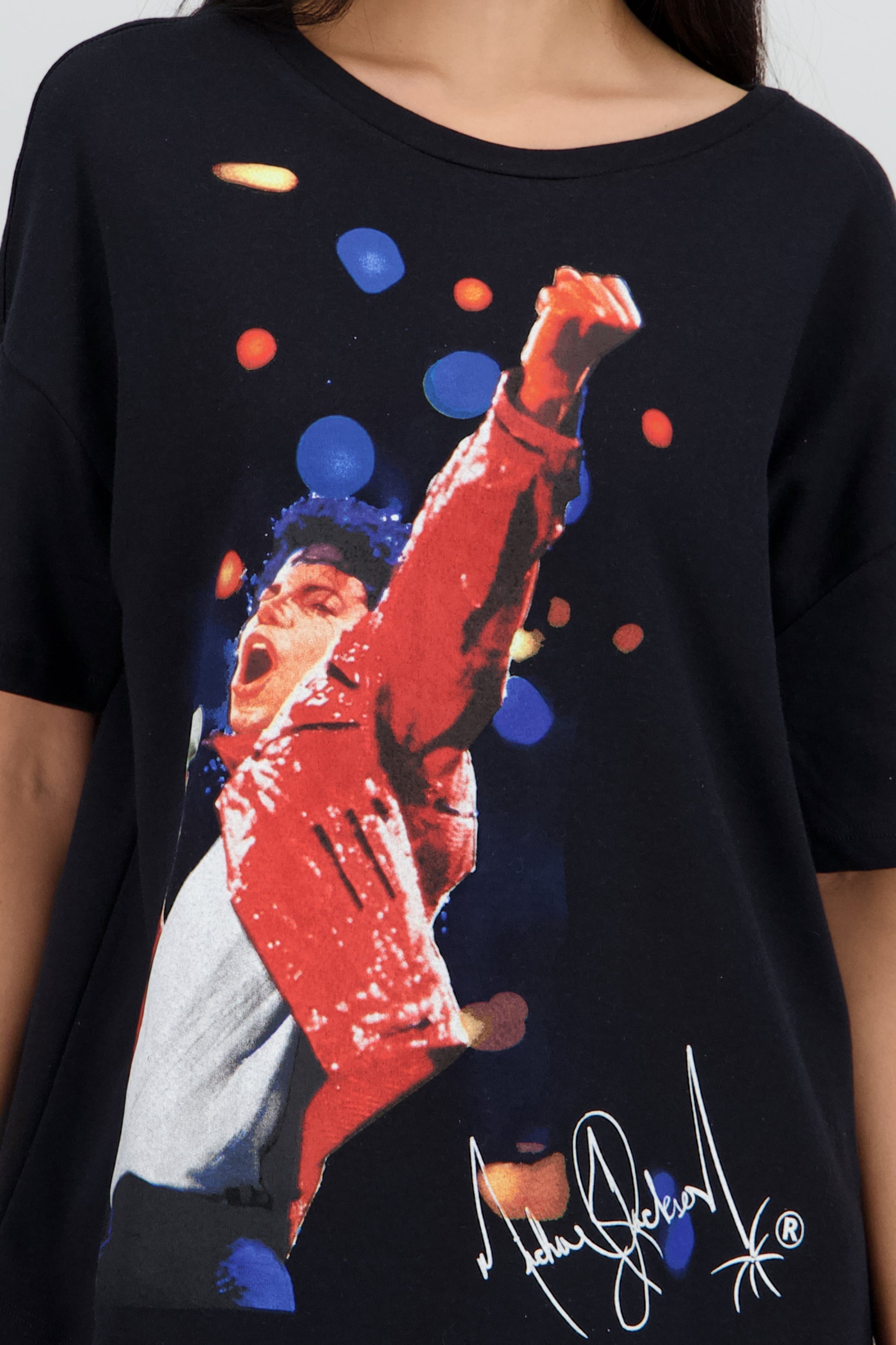 Playera over Michael Jackson firma NEGRO