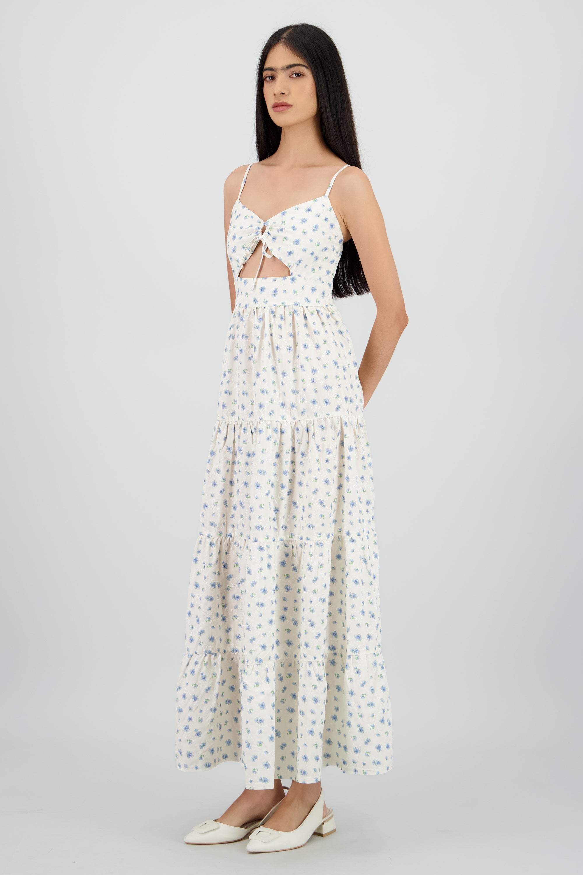 Vestido maxi tirantes flores AZUL COMBO