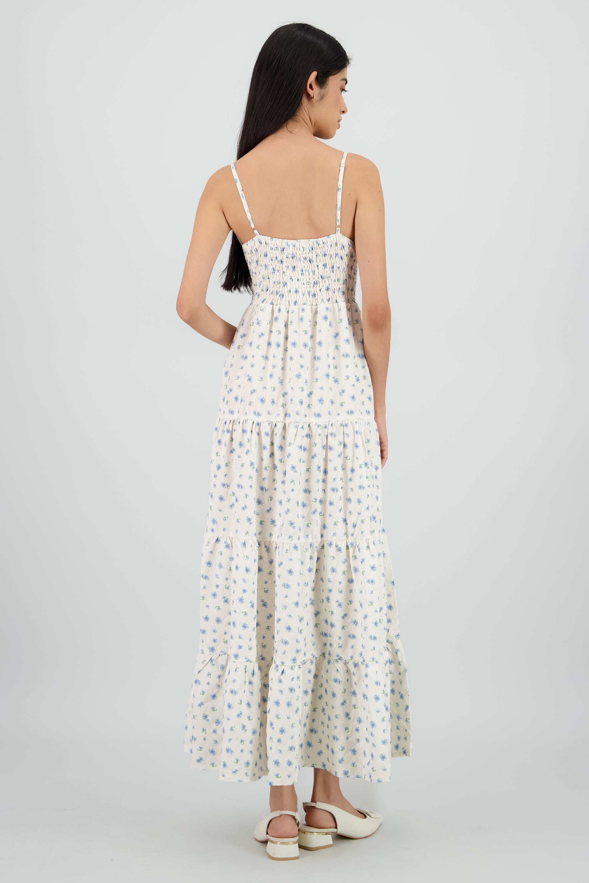 Vestido maxi tirantes flores AZUL COMBO