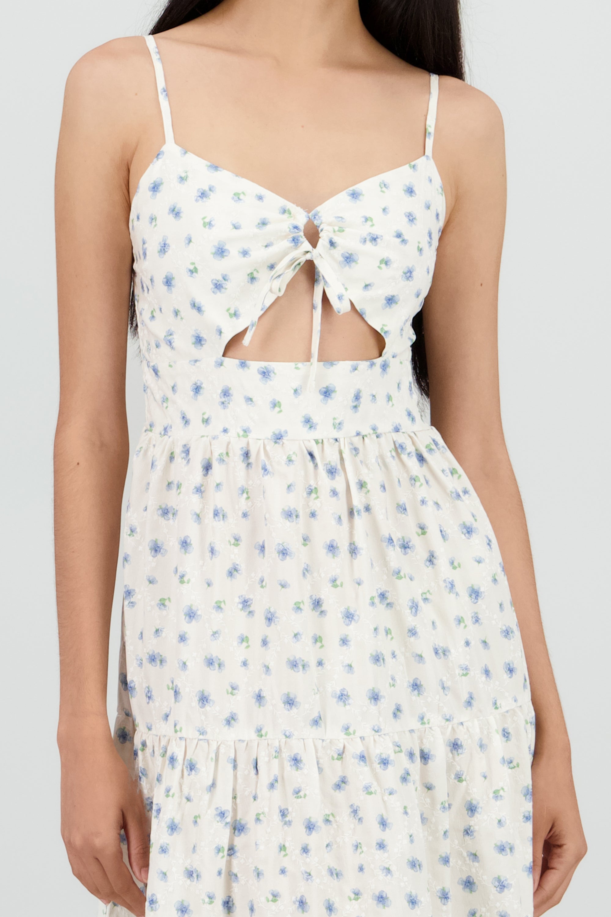 Vestido maxi tirantes flores AZUL COMBO