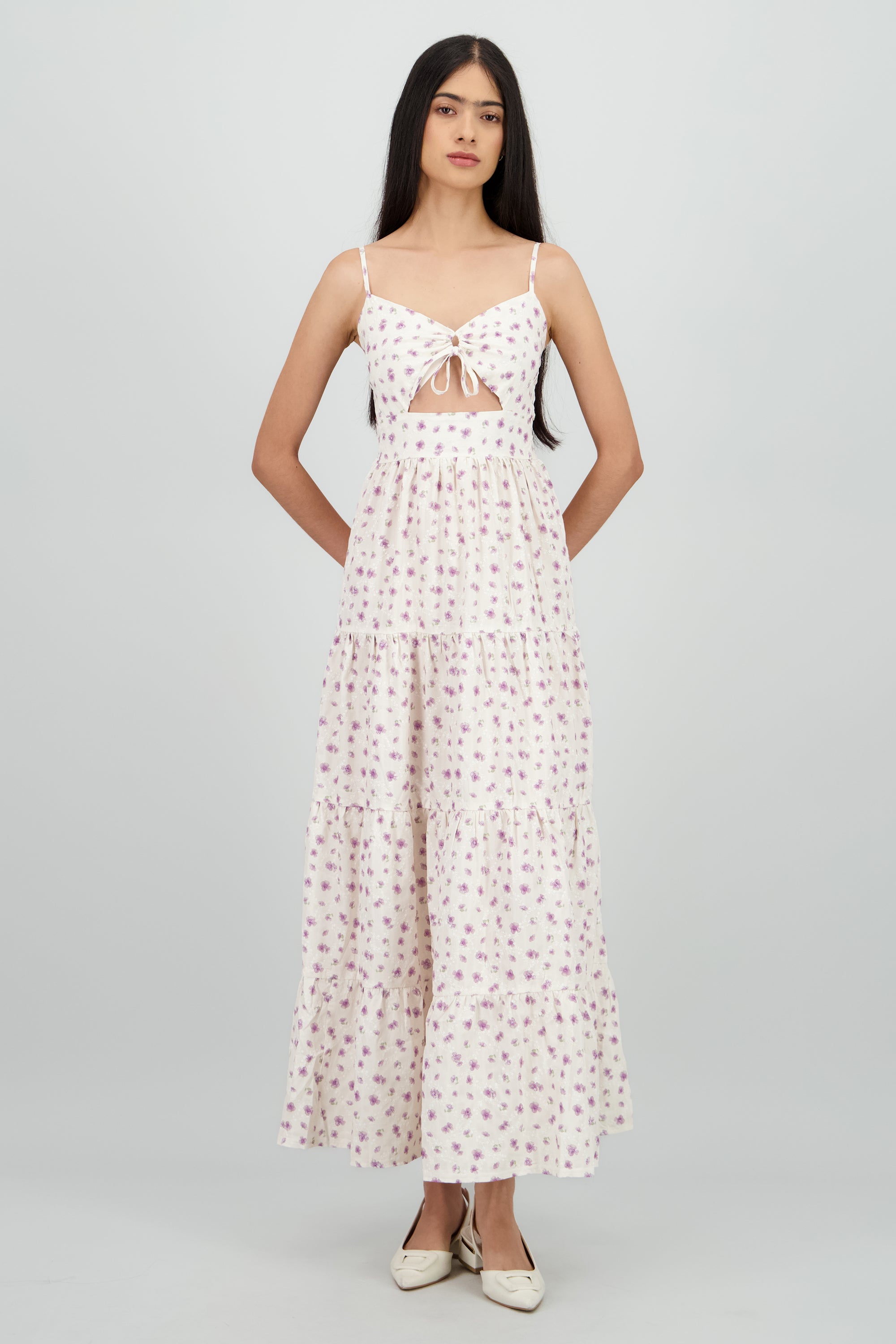 Vestido maxi tirantes flores MORADO COMBO