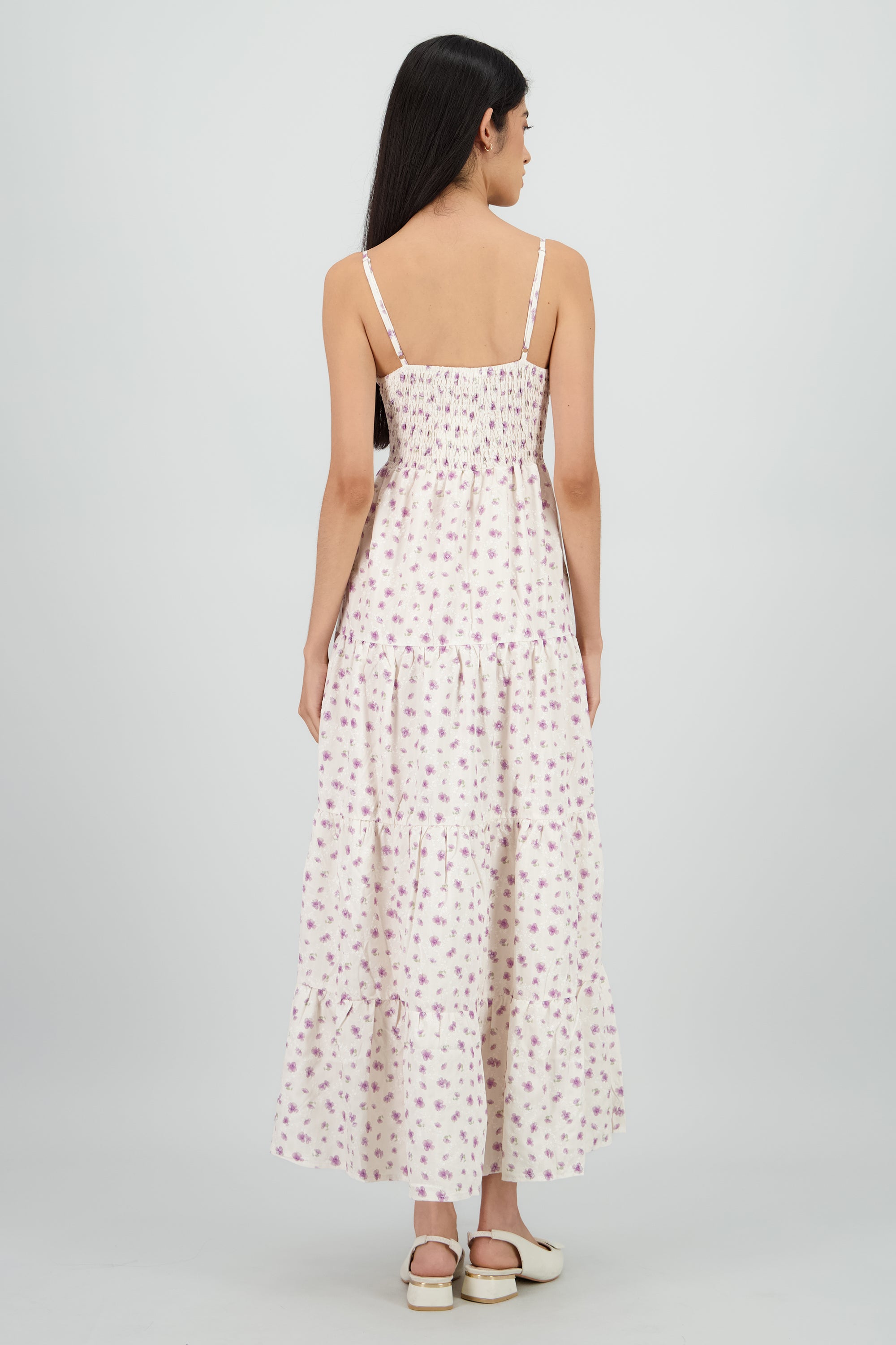 Vestido maxi tirantes flores MORADO COMBO