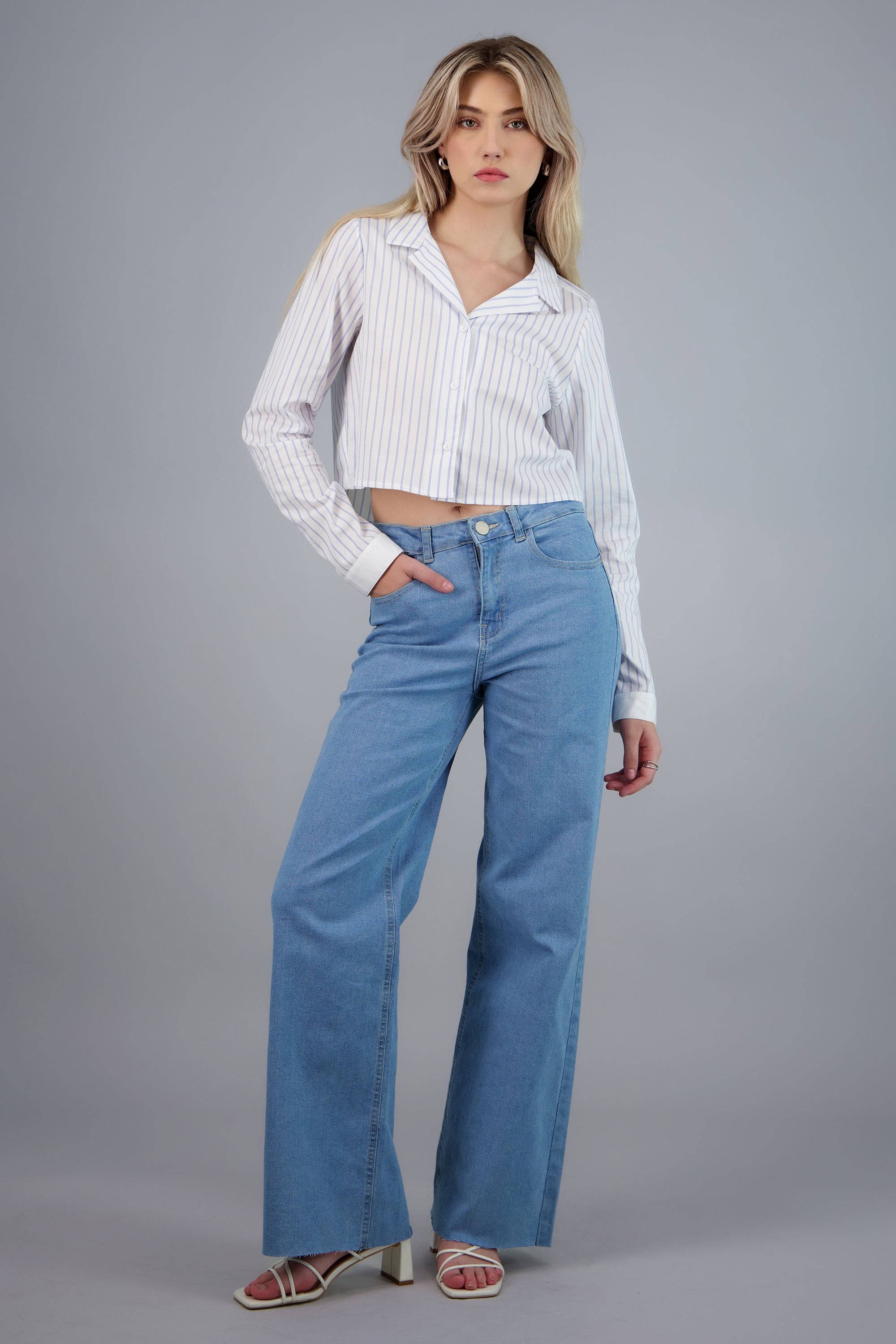 Jeans wide leg confort LIGHT WASH