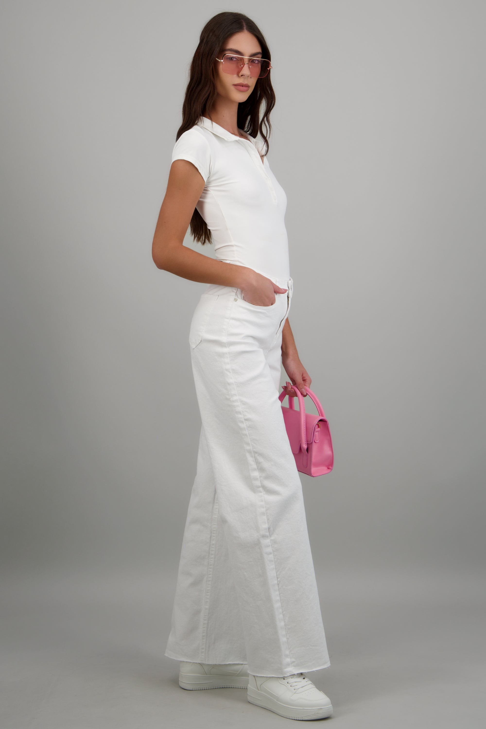 Jeans wide leg confort BLANCO