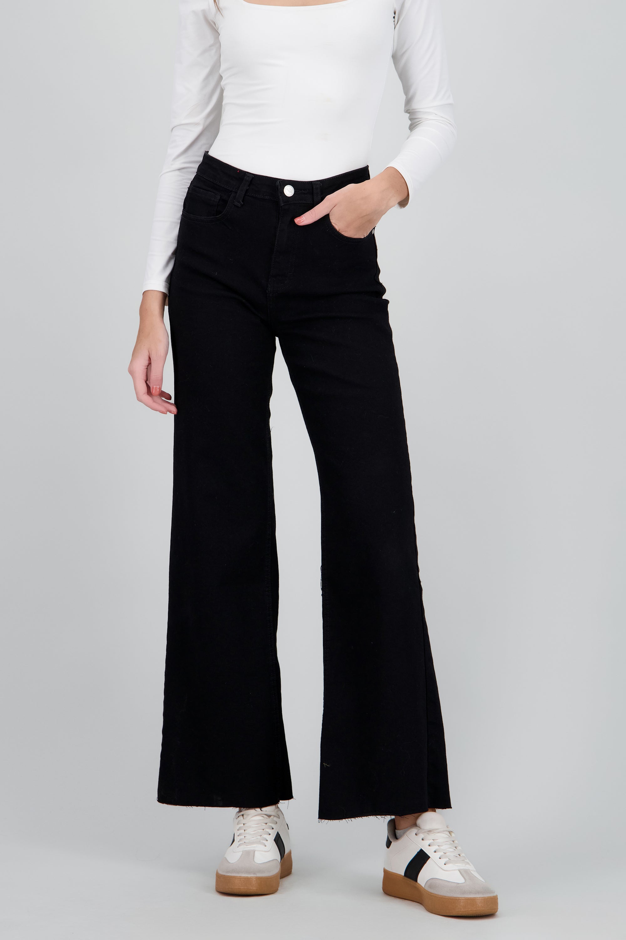 Jeans wide leg confort NEGRO