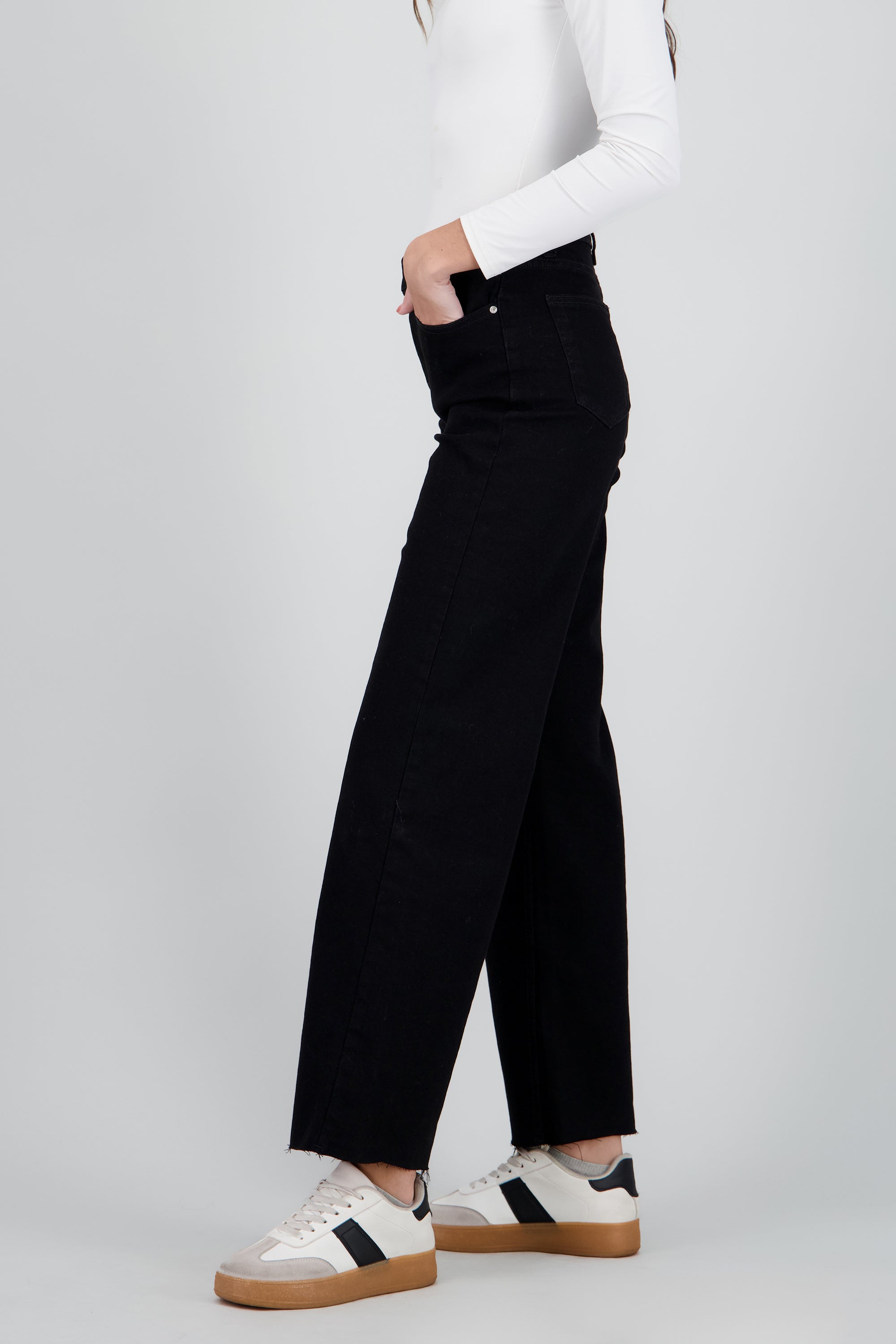 Jeans wide leg confort NEGRO